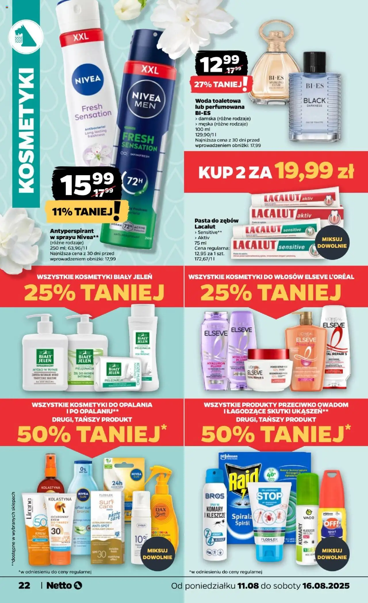 Netto gazetka - Spożywcza od 11.08.2025 | Strona: 22 | Produkty: Kosmetyki, Woda toaletowa, Mleko, Woda
