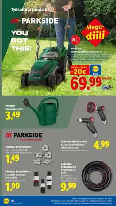 Lidl-mainoslehti voimassa 09.04.2026 alkaen | Sivu: 16 | Tuotteet: Puutarhaletku, Ruohonleikkuri, Kastelukannu