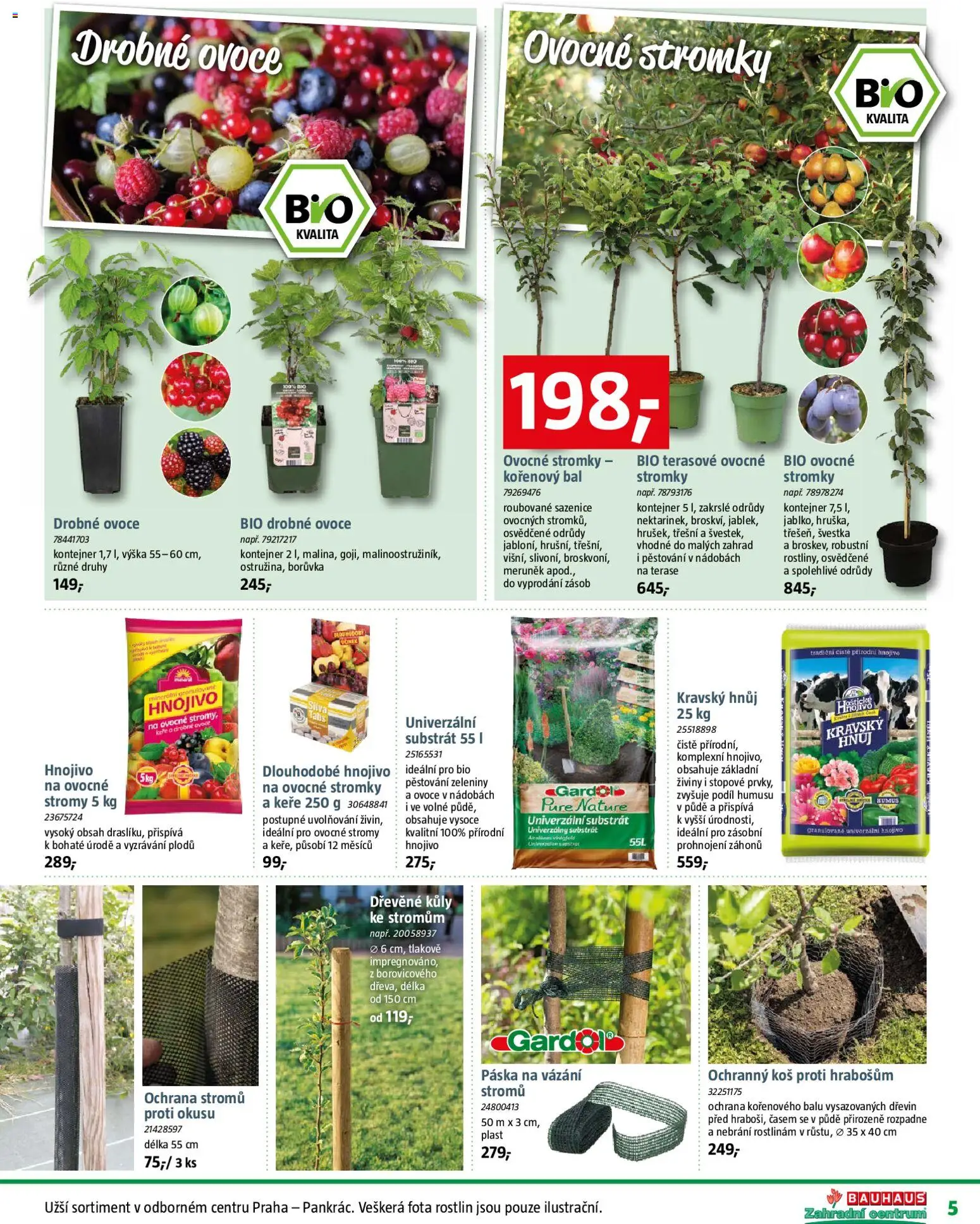 Bauhaus katalog Zahradní centrum od 20.03.2026 | Strana: 5 | Produkty: Ovoce, Substrát, Univerzální substrát, Hnojivo