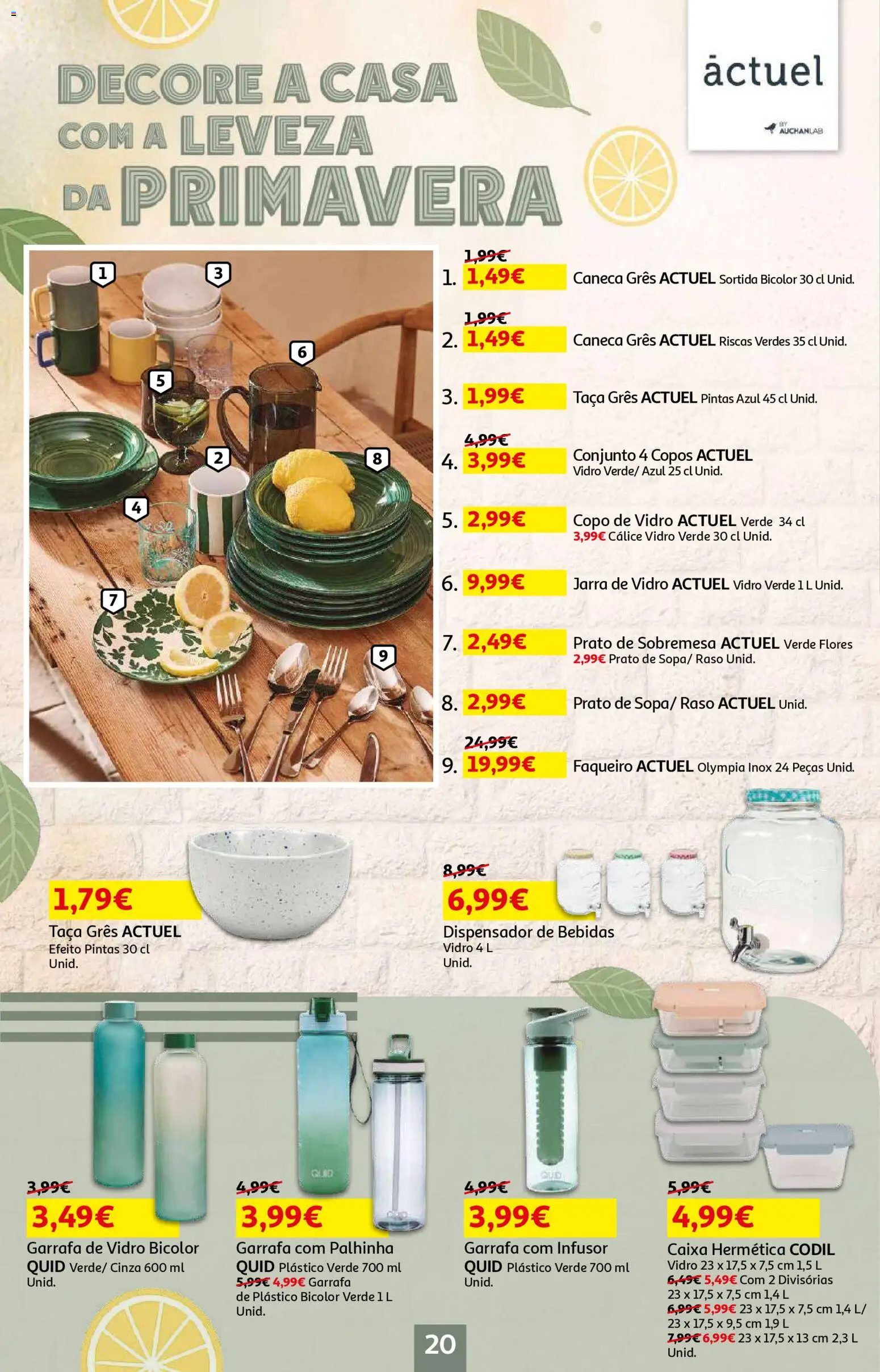 Auchan - Beleza Interiores Spring │ válido de 21.04.2026 | Página: 20 | Produtos: Copos, Jarra, Caneca, Caixa