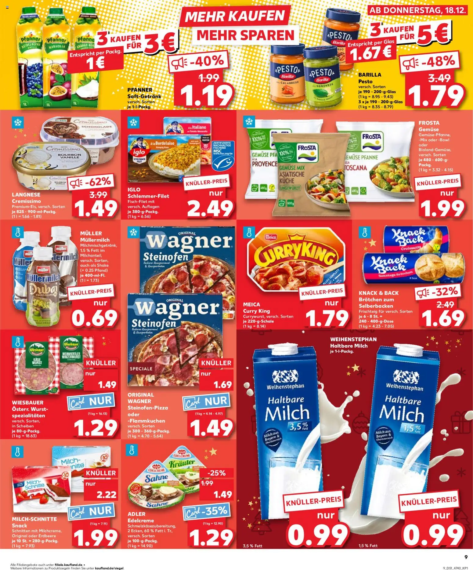 Kaufland prospekt Hannover	 – gültig ab 21.12.2025 | Seite: 9 | Produkte: Langnese, Cremissimo, Frosta, Pizza