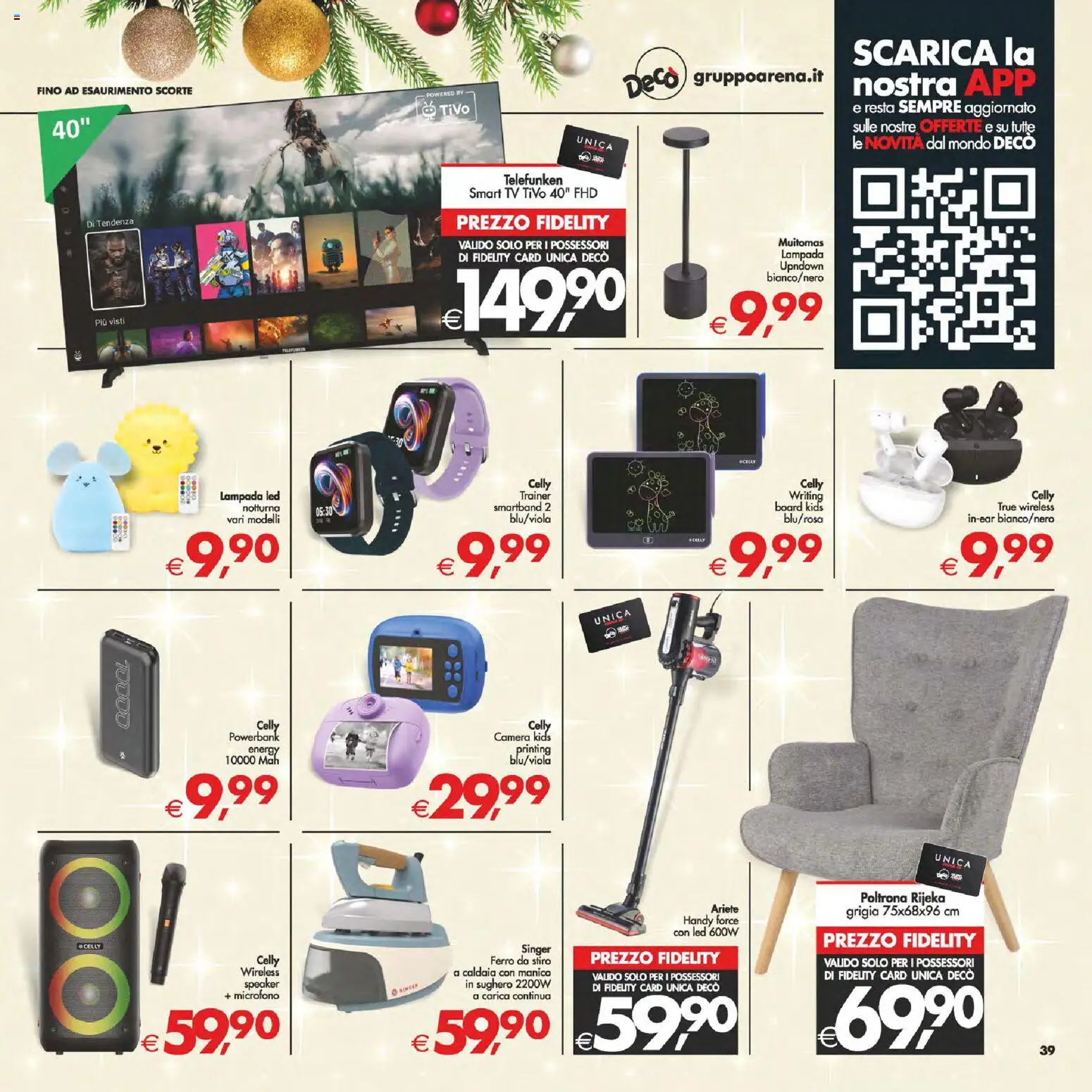 Volantino Decò del 05.12.2025 | Pagina: 47 | Prodotti: smart TV, TV, Ferro da stiro, Lampada