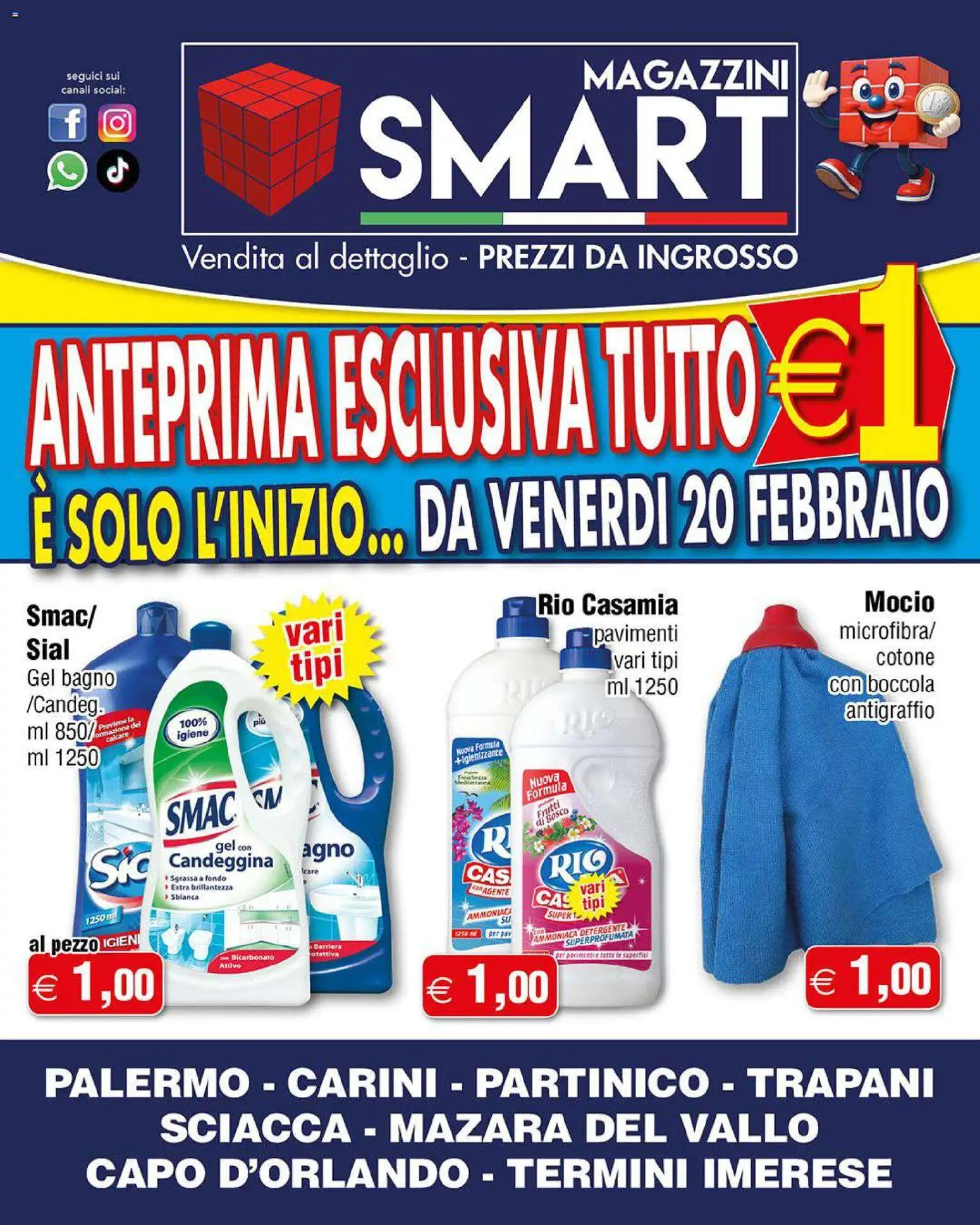 Volantino Magazzini Smart del 20.02.2026 | Pagina: 5 | Prodotti: Detergente, Candeggina, Bicarbonato, Bagno