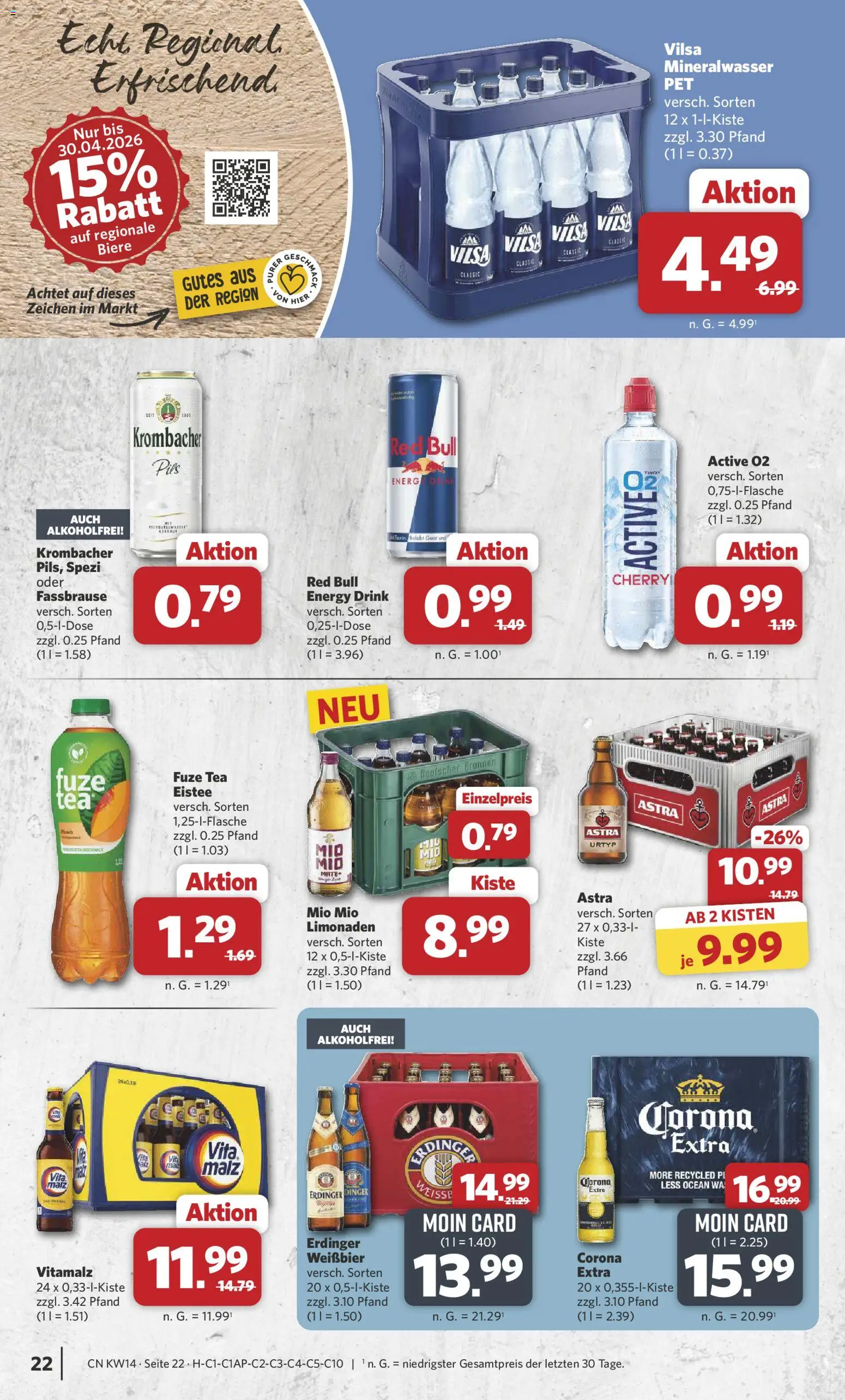 Combi Prospekt 	 – gültig ab 30.03.2026 | Seite: 23 | Produkte: Fuze tea, Erdinger, Mineralwasser, Fassbrause