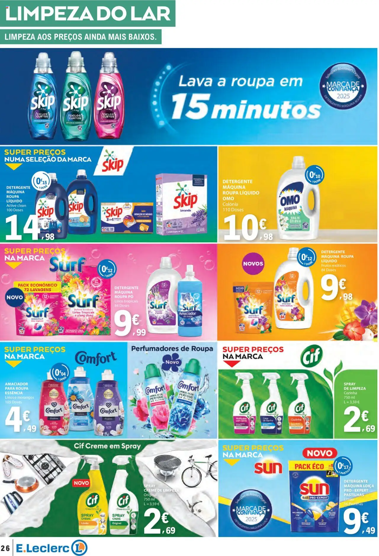 E.Leclerc folheto │ válido de 31.07.2025 | Página: 26 | Produtos: Pó, Amaciador de roupa, Banho, Creme
