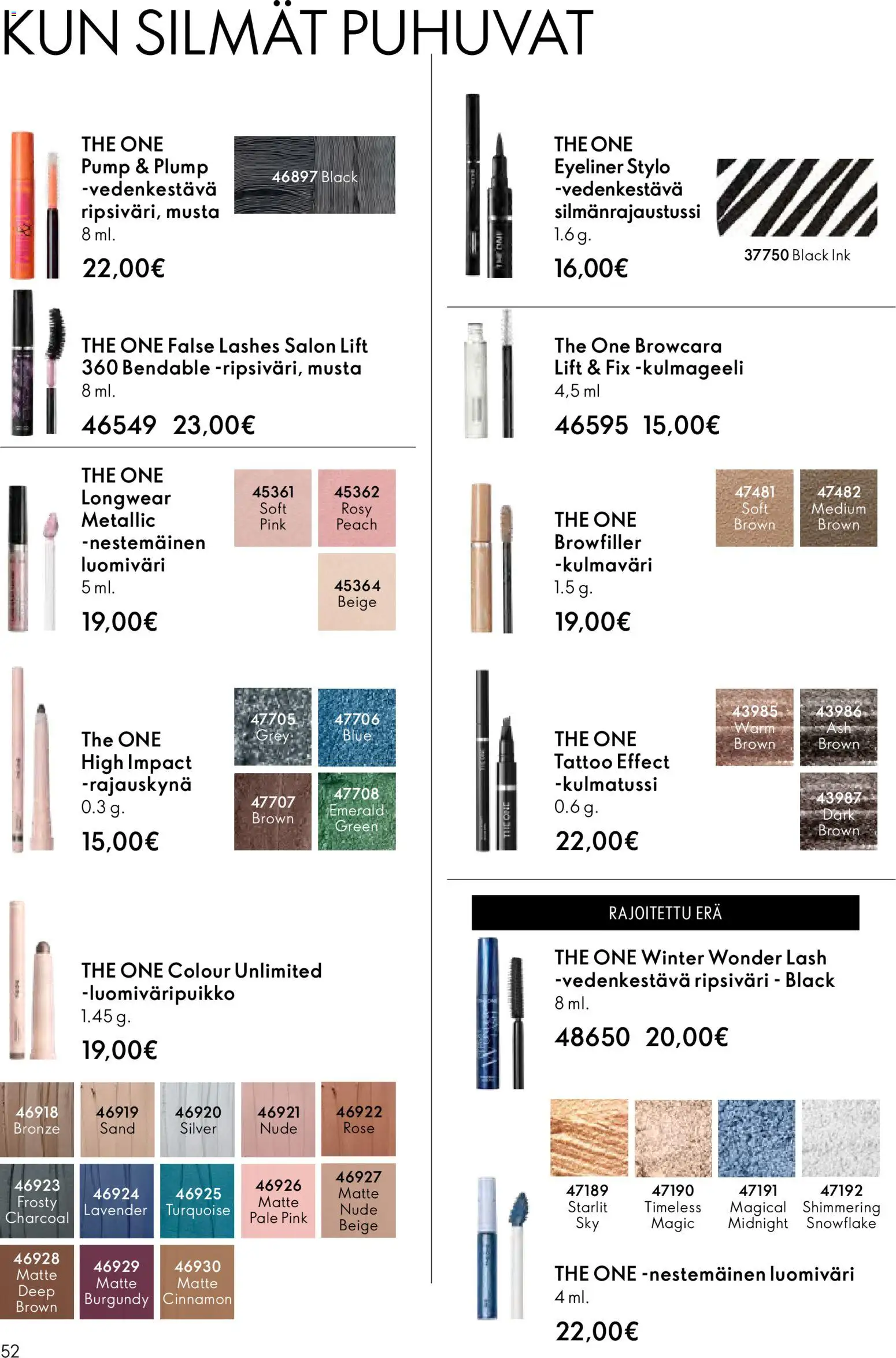 Oriflame - Esite 03 – voimassa 18.02.2026 alkaen | Sivu: 52 | Tuotteet: Ripsiväri, Luomiväri, Rajauskynä, Kulmaväri