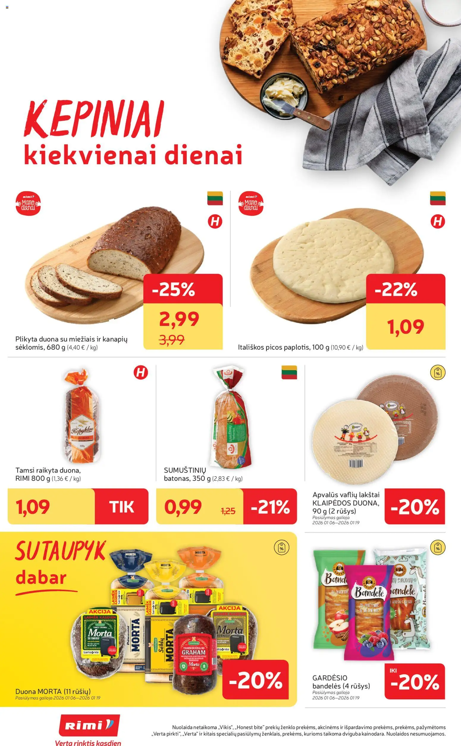 Rimi akcijos nuo 13.01.2026 | Puslapis: 16 | Prekių: Tv, Bandelė, Bandelės, Duona