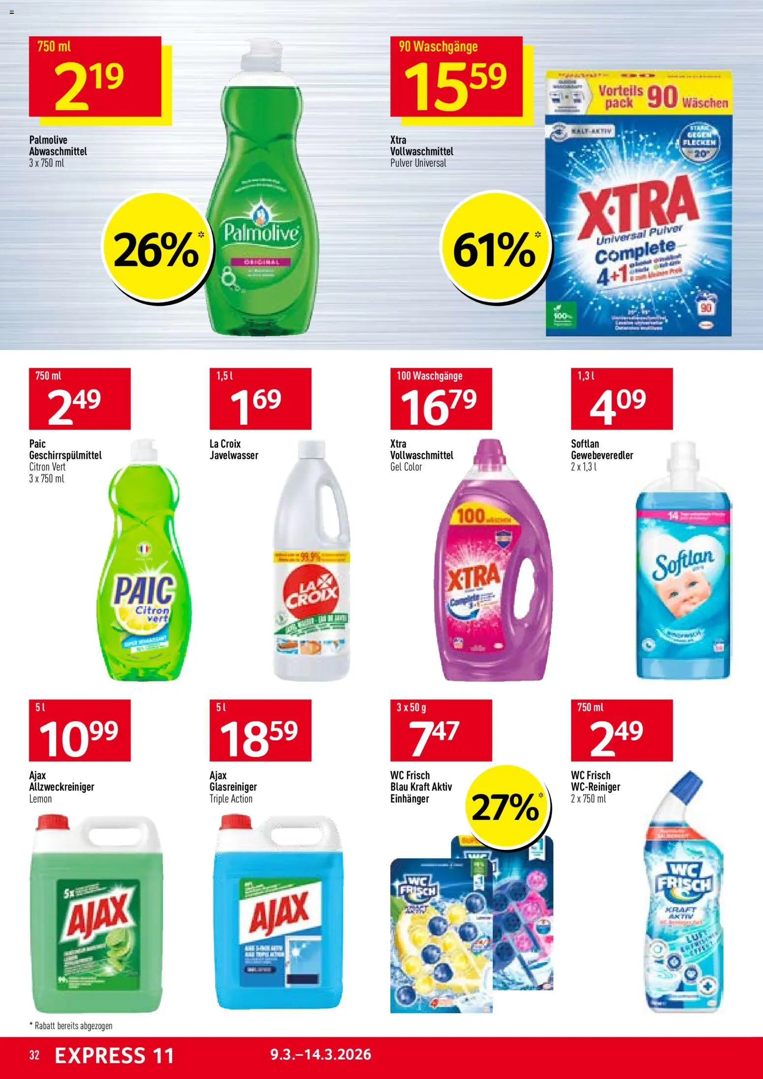 Prodega aktionen – gültig ab 09.03.2026 | Seite: 32 | Produkte: Pulver, Geschirrspülmittel