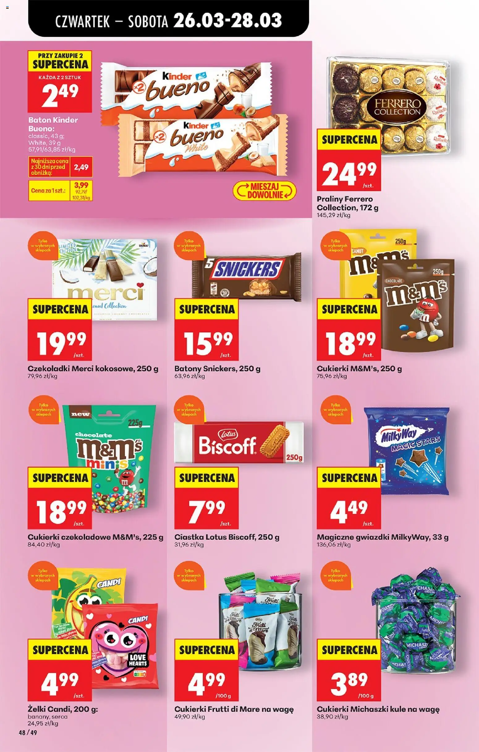 Biedronka gazetka od czwartku od 26.03.2026 | Strona: 60 | Produkty: Praliny, Merci, Kinder Bueno, Frutti di Mare