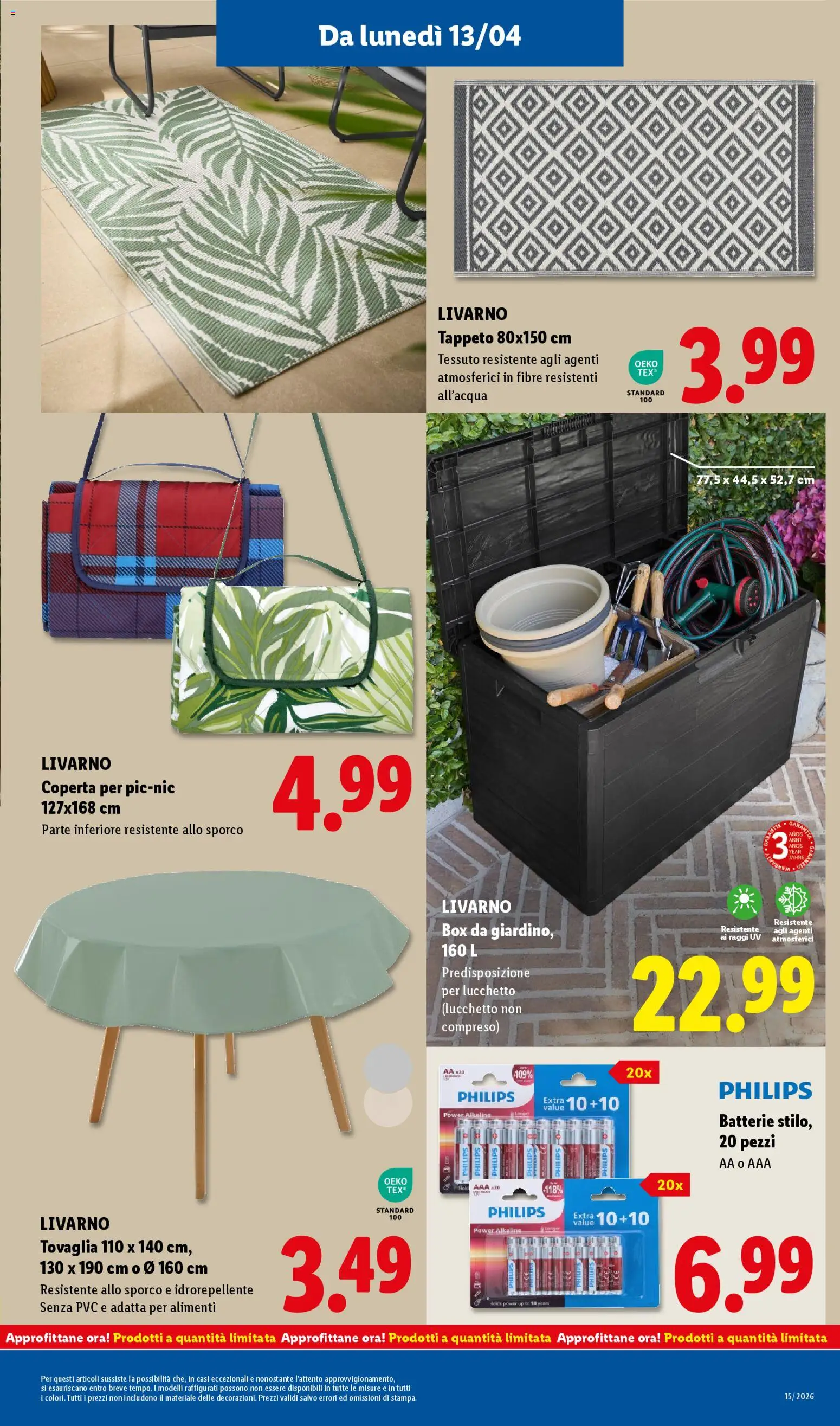 Volantino Lidl del 09.04.2026 | Pagina: 43 | Prodotti: Coperta, Tovaglia, Tappeto, Batterie