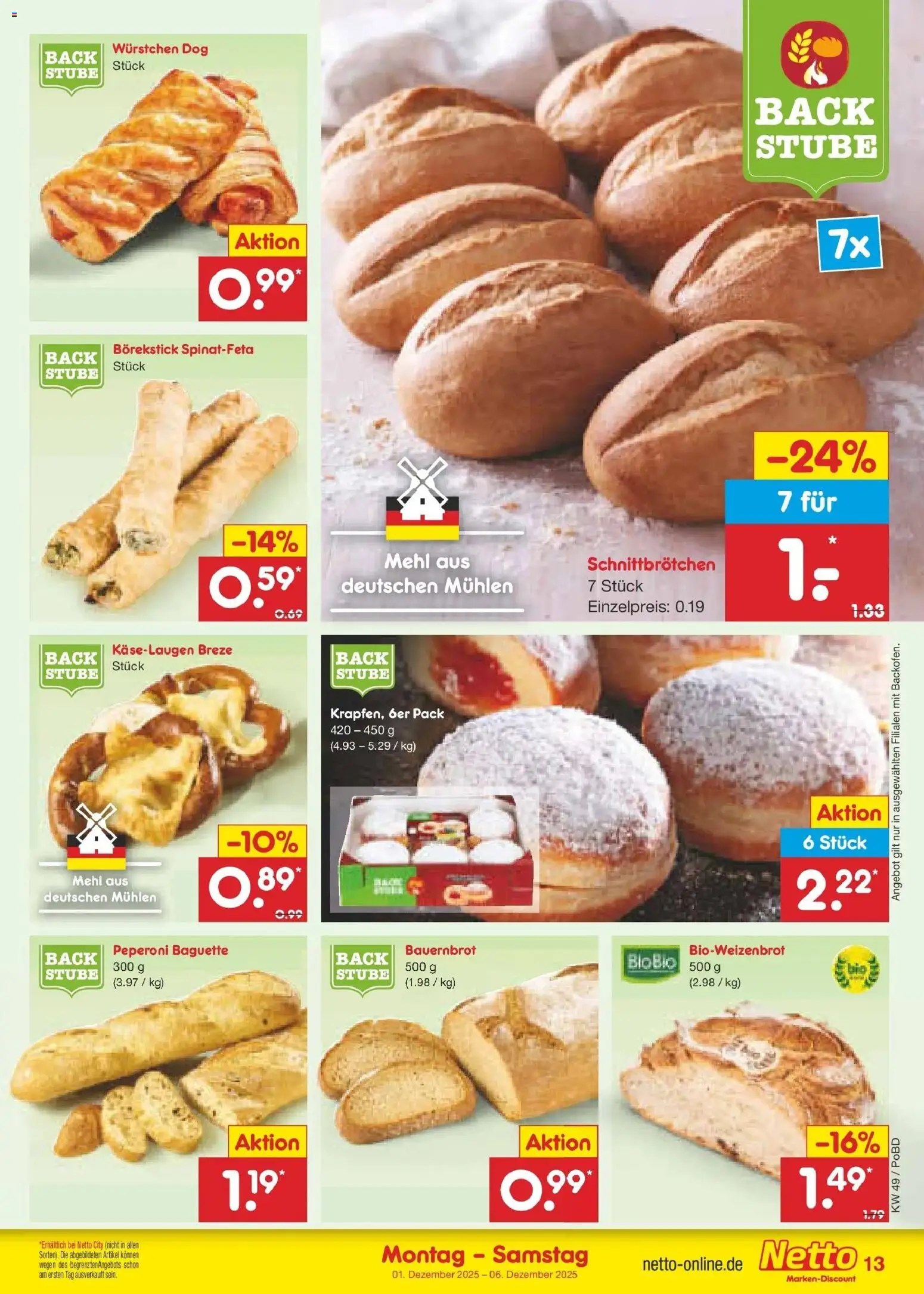 Netto Marken-Discount prospekt Regensburg	 – gültig ab 01.12.2025 | Seite: 13 | Produkte: Mehl, Baguette