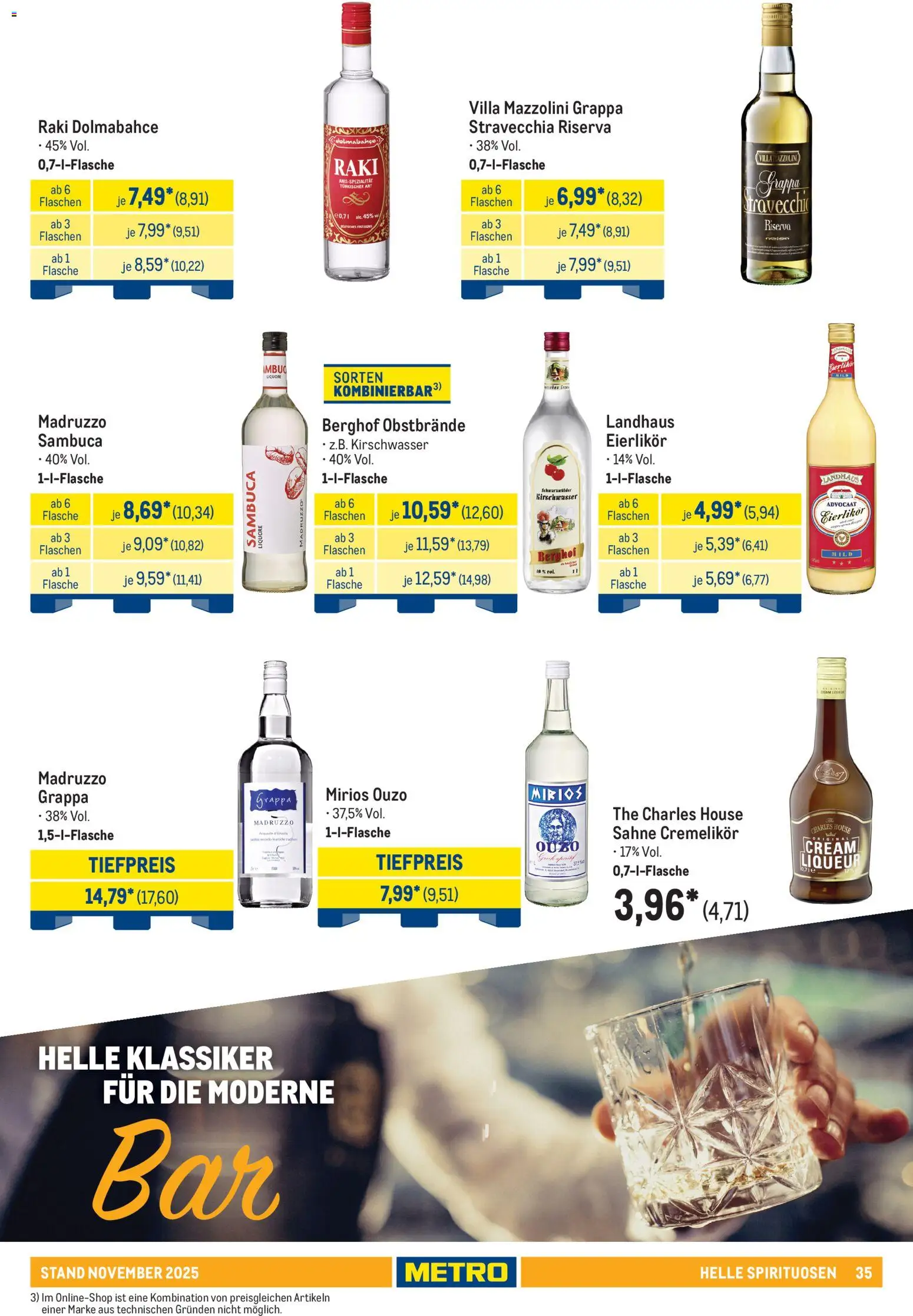 Metro - Hauswein-Katalog – gültig ab 12.11.2025 | Seite: 35 | Produkte: Ouzo, Sambuca, Sahne