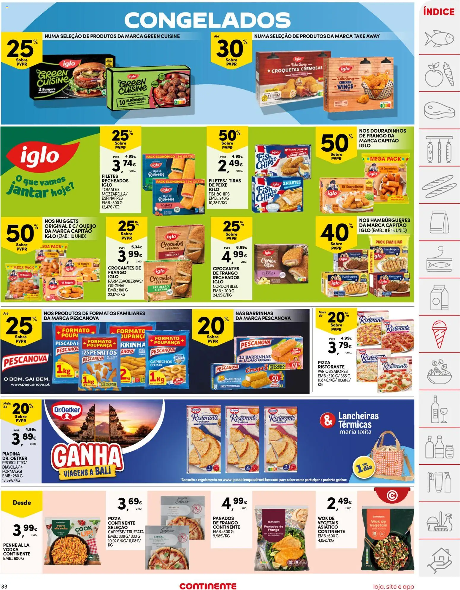 Continente folheto │ válido de 21.04.2026 | Página: 33 | Produtos: Frango, Salmão, Queijo, Vodka