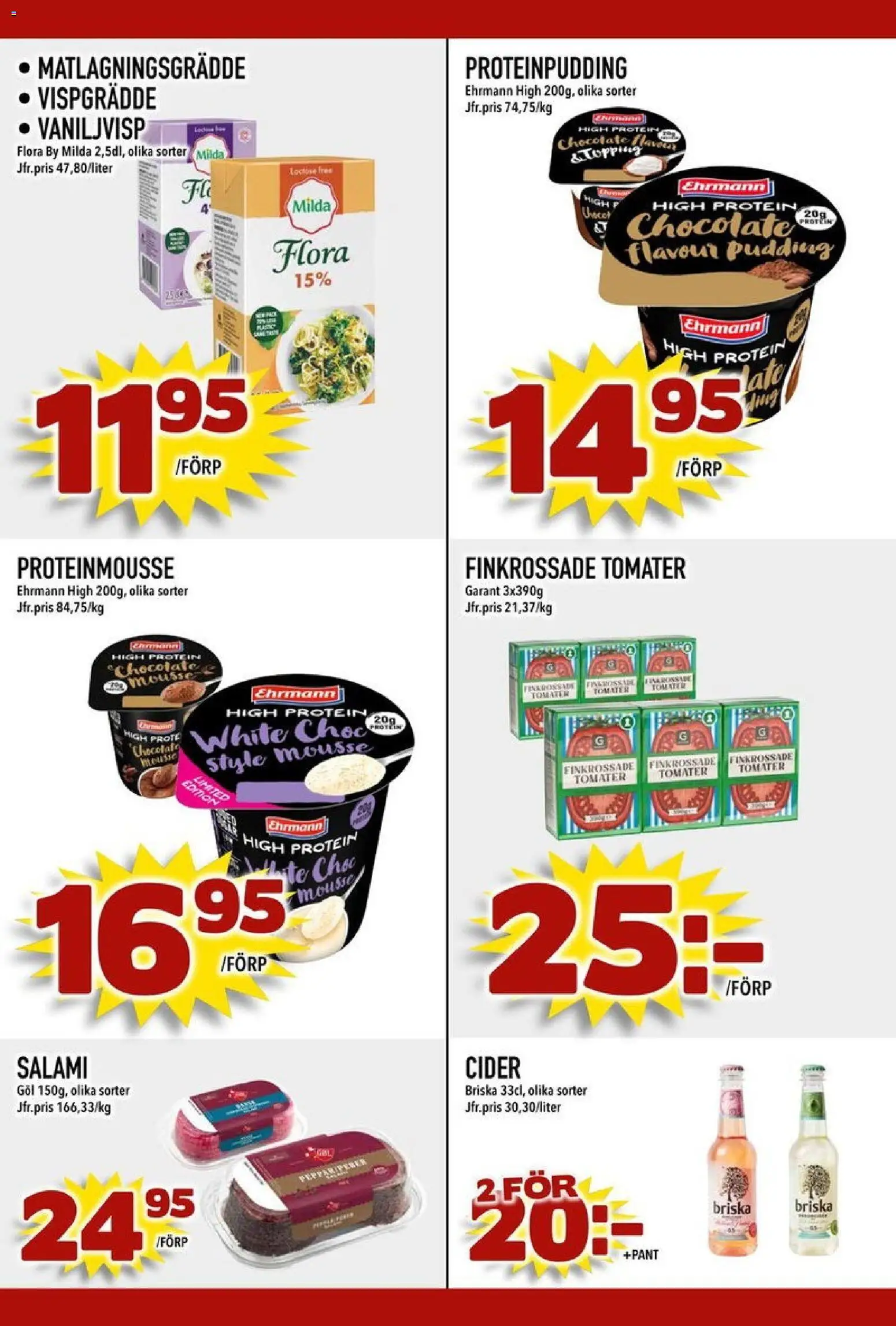 Din Mat reklamblad aktuell från 05.01.2026 | Sida: 5 | Produkter: Proteinpudding, Mousse, Cider, Matlagningsgrädde
