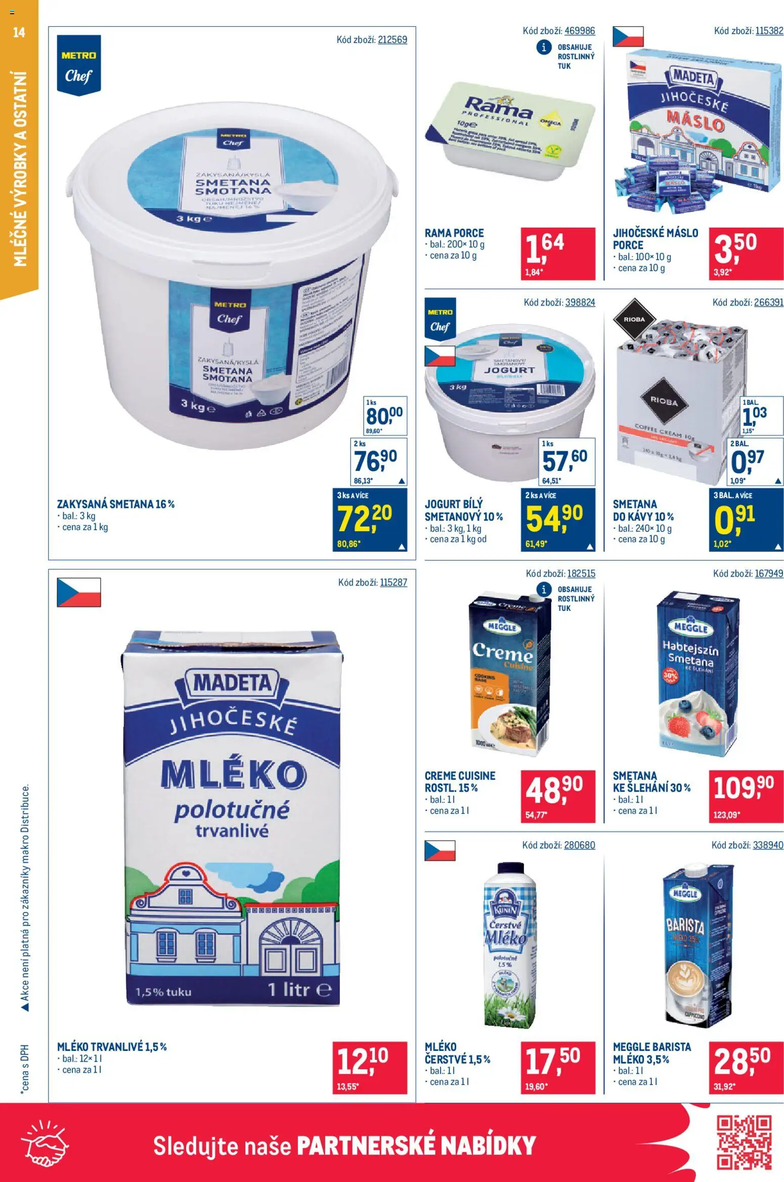 Makro leták - Gastronomie od 11.02.2026 | Strana: 14 | Produkty: Mléko, Máslo, Rama, Smetana ke šlehání