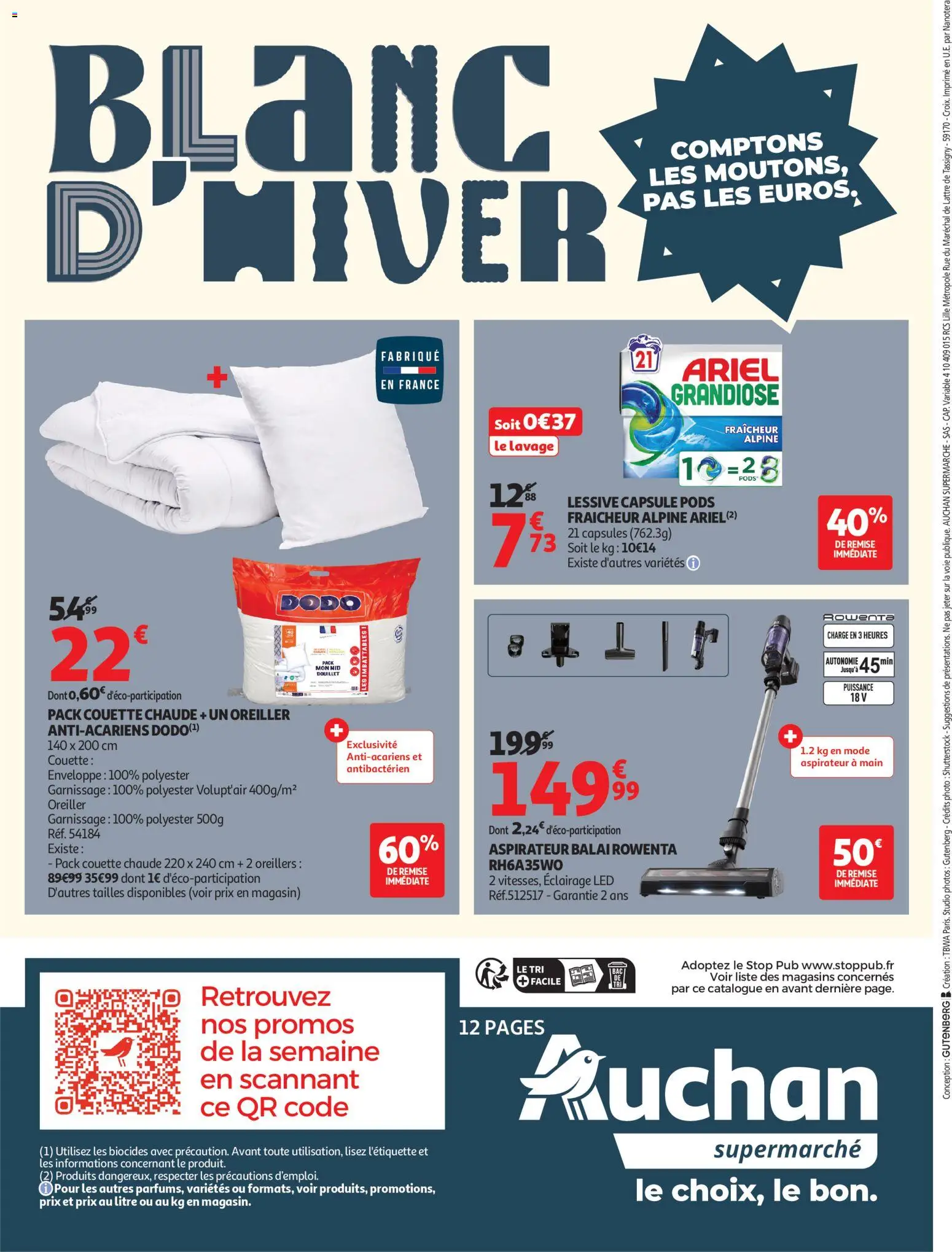 {H1} | Page: 12 | Produits: Ariel, Aspirateur balai, Lessive, Couette