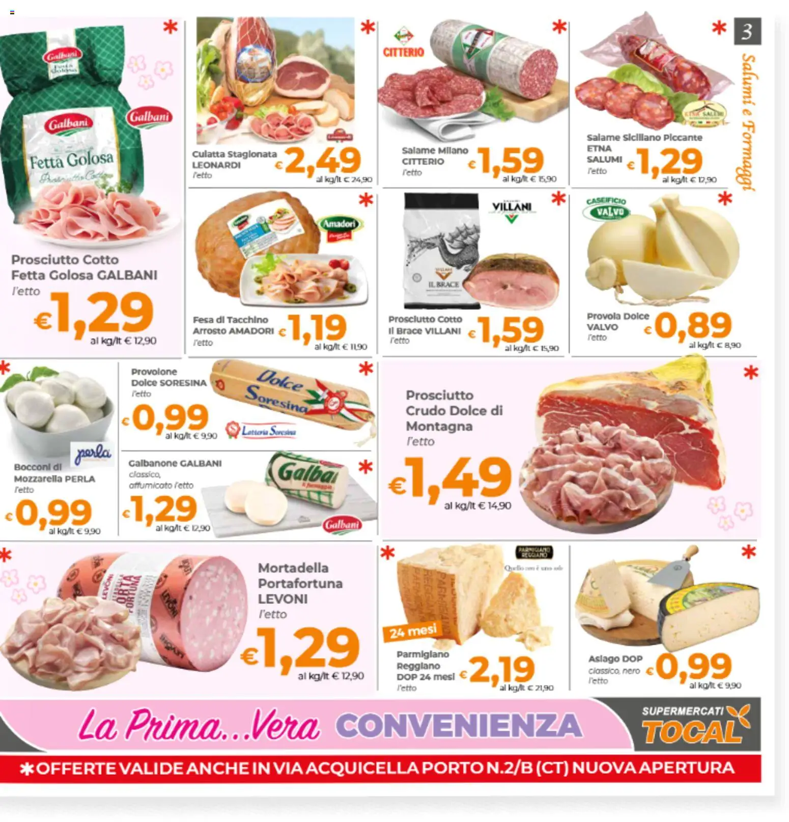 Volantino Tocal del 17.03.2026 | Pagina: 3 | Prodotti: Provolone, Salame, Tacchino, Mortadella
