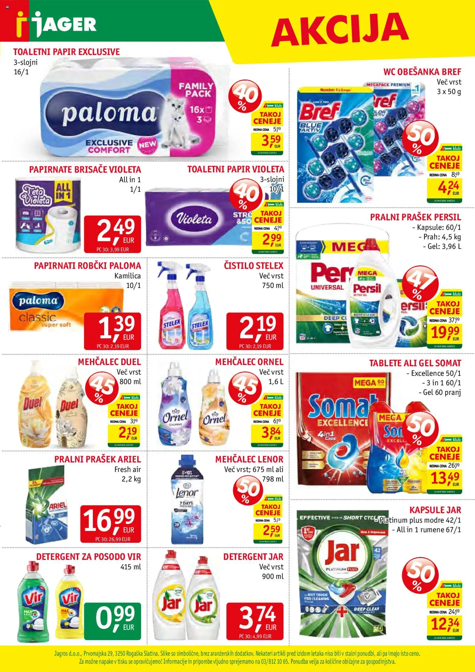 Novi Jager katalog ponudbe – veljaven od 11.02.2026 | Stran: 15 | Izdelki: Prašek, Mehčalec, Papirnate brisače, Robčki