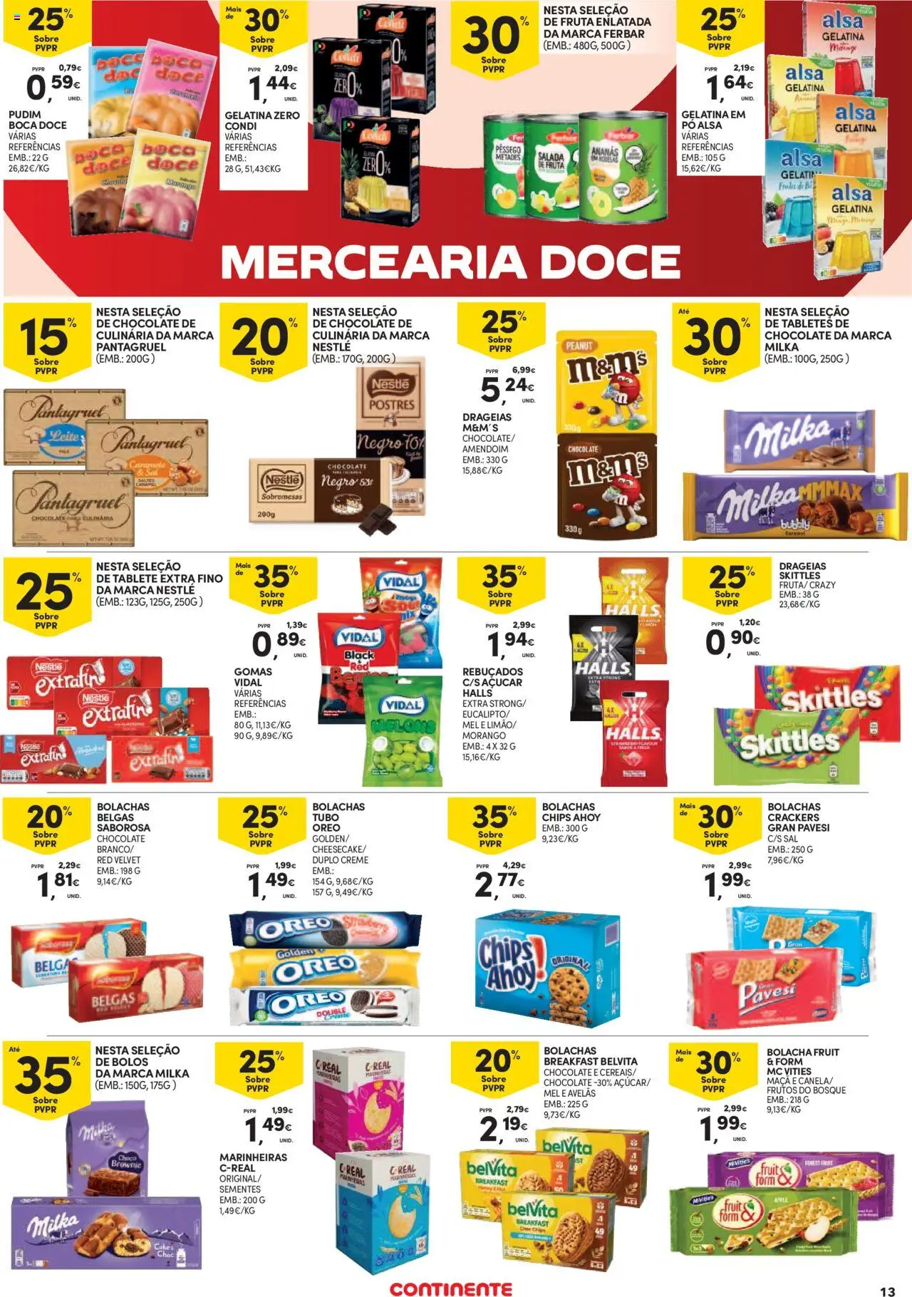 Continente Açores │ válido de 21.08.2025 | Página: 13 | Produtos: Avelãs, Pudim, Chocolate, Mel