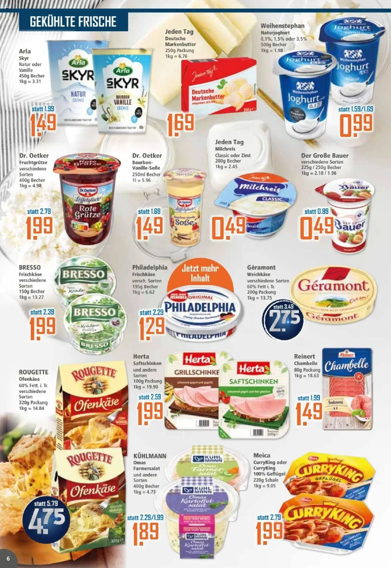Klaas & Kock Prospekt – gültig ab 13.10.2025 | Seite: 6 | Produkte: Geramont, Philadelphia, Skyr, Salami