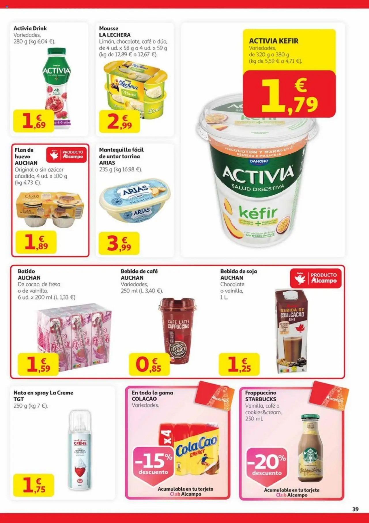 Alcampo - Canarias │ válido desde el 14.08.2025 | Página: 39 | Productos: Chocolate, Bebida de soja, Συσκευή ροής, Φρυγανιές σικάλεως