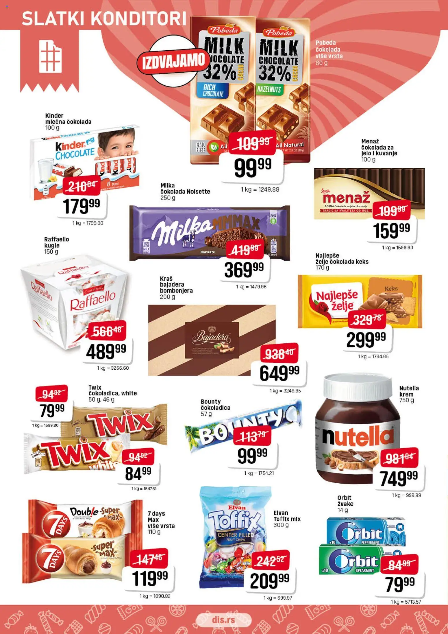 Super DIS katalog - važi od 09.04.2026 | Strana: 12 | Proizvode: Twix, Bounty, Orbit, Mlečna čokolada