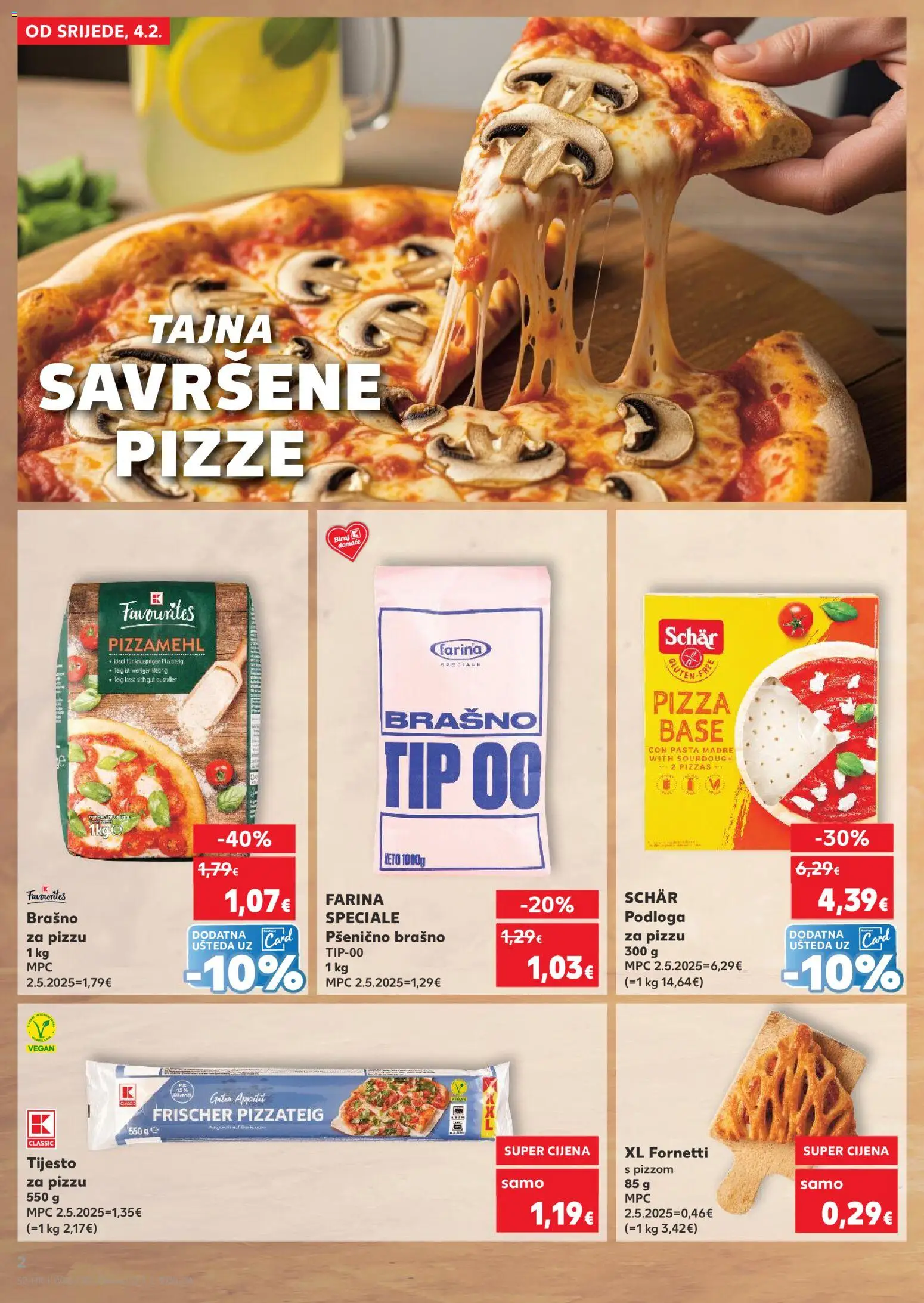 Kaufland katalog | vrijedi od 04.02.2026 | Stranica: 2 | Proizvodi: Pizza, Tijesto za pizzu, Brašno, Pasta