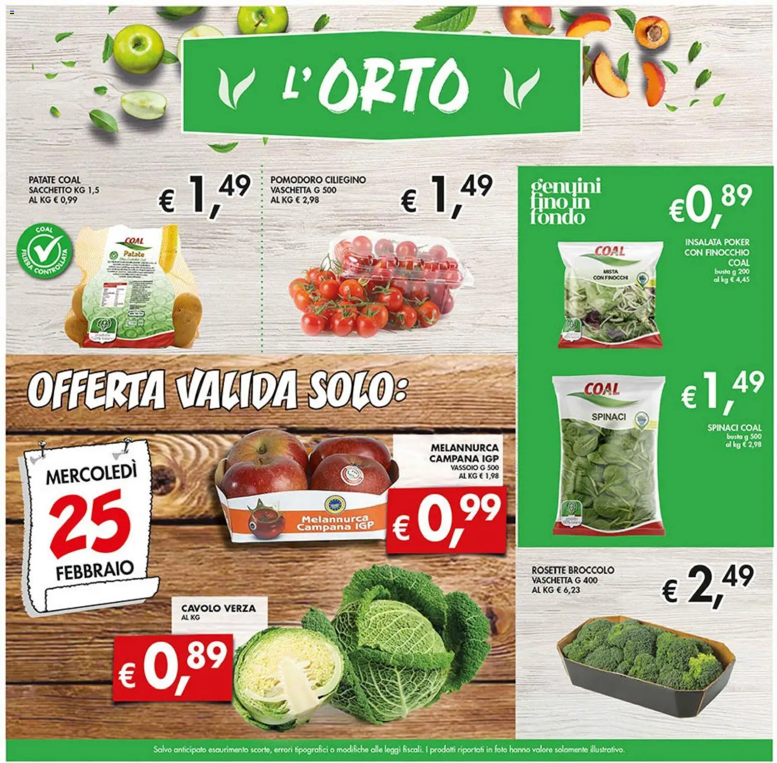 Volantino Coal del 18.02.2026 | Pagina: 3 | Prodotti: Patate, Pomodoro, Cavolo, Spinaci