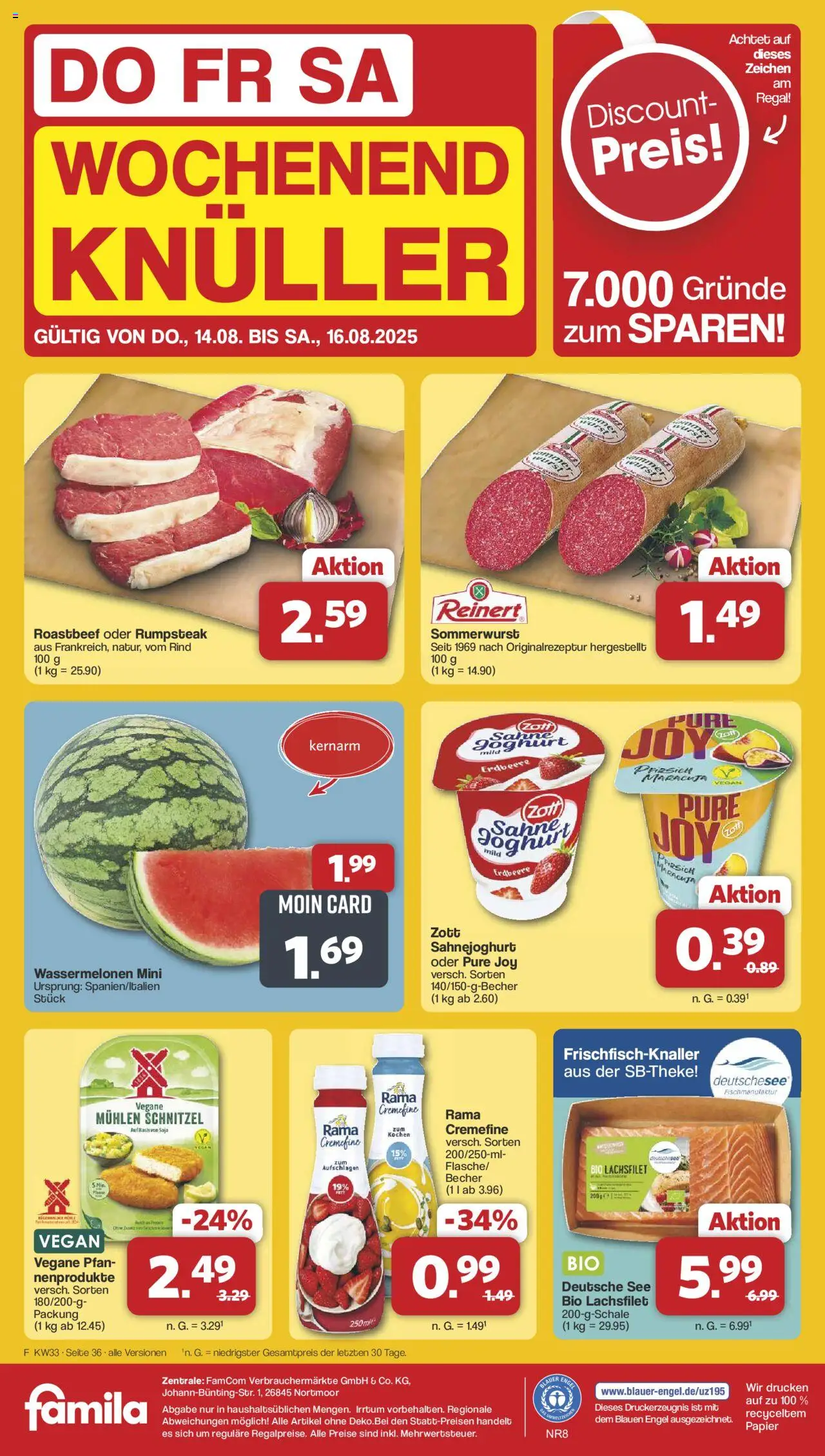 Famila Nordwest Prospekt 	 - gültig ab dem 11.08.2025 | Seite: 40 | Produkte: Rumpsteak, Rama, Schnitzel, Roastbeef