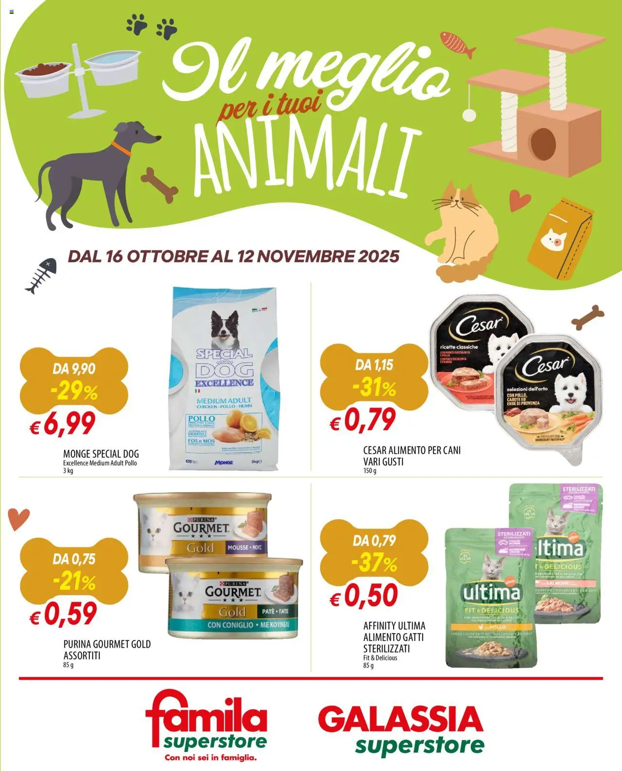 Volantino Galassia del 16.10.2025 | Pagina: 1 | Prodotti: Paté, Pollo, Salmone, Carote