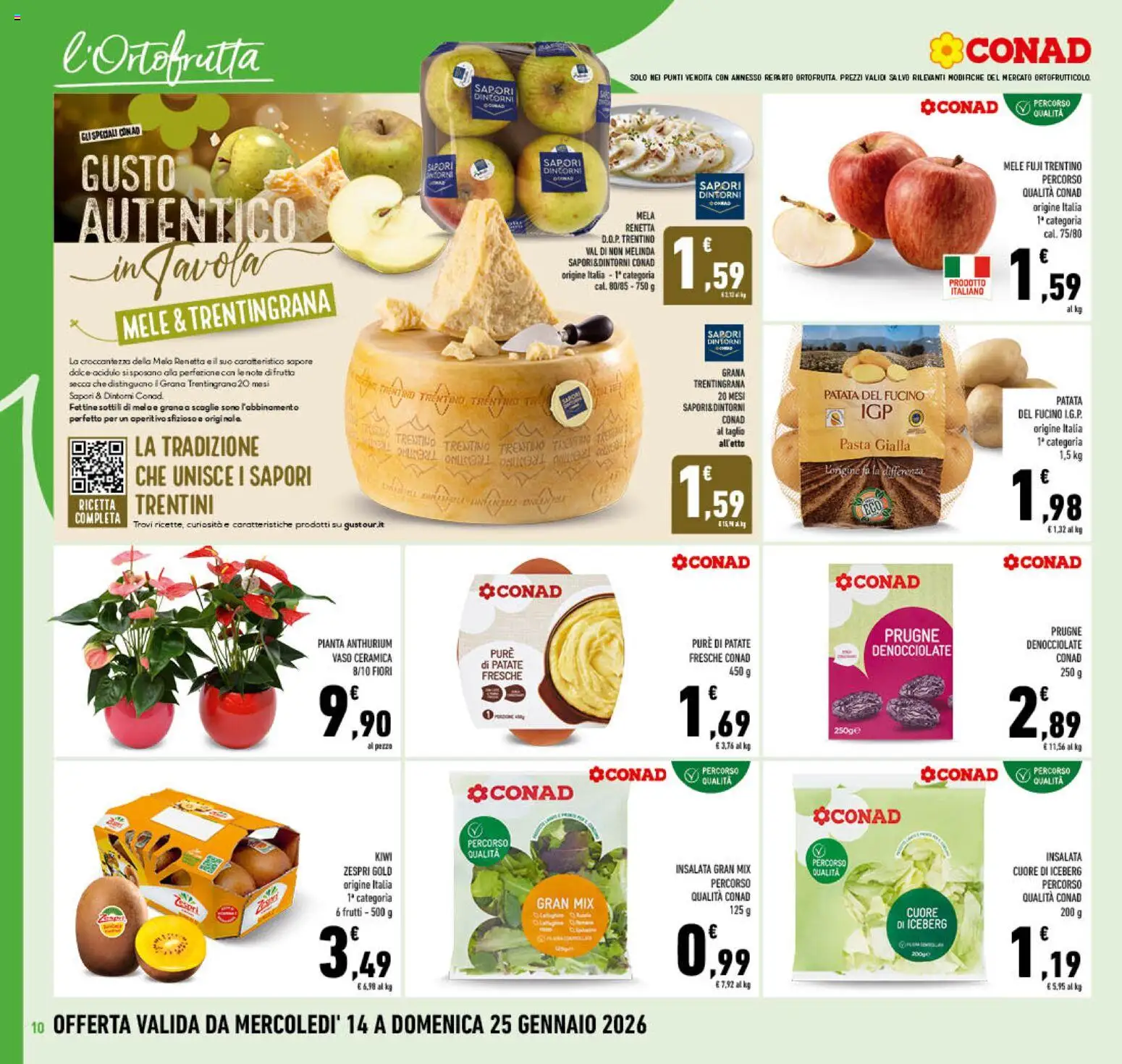 Volantino Conad del 14.01.2026 | Pagina: 10 | Prodotti: Mele, Kiwi, Patate, Vaso