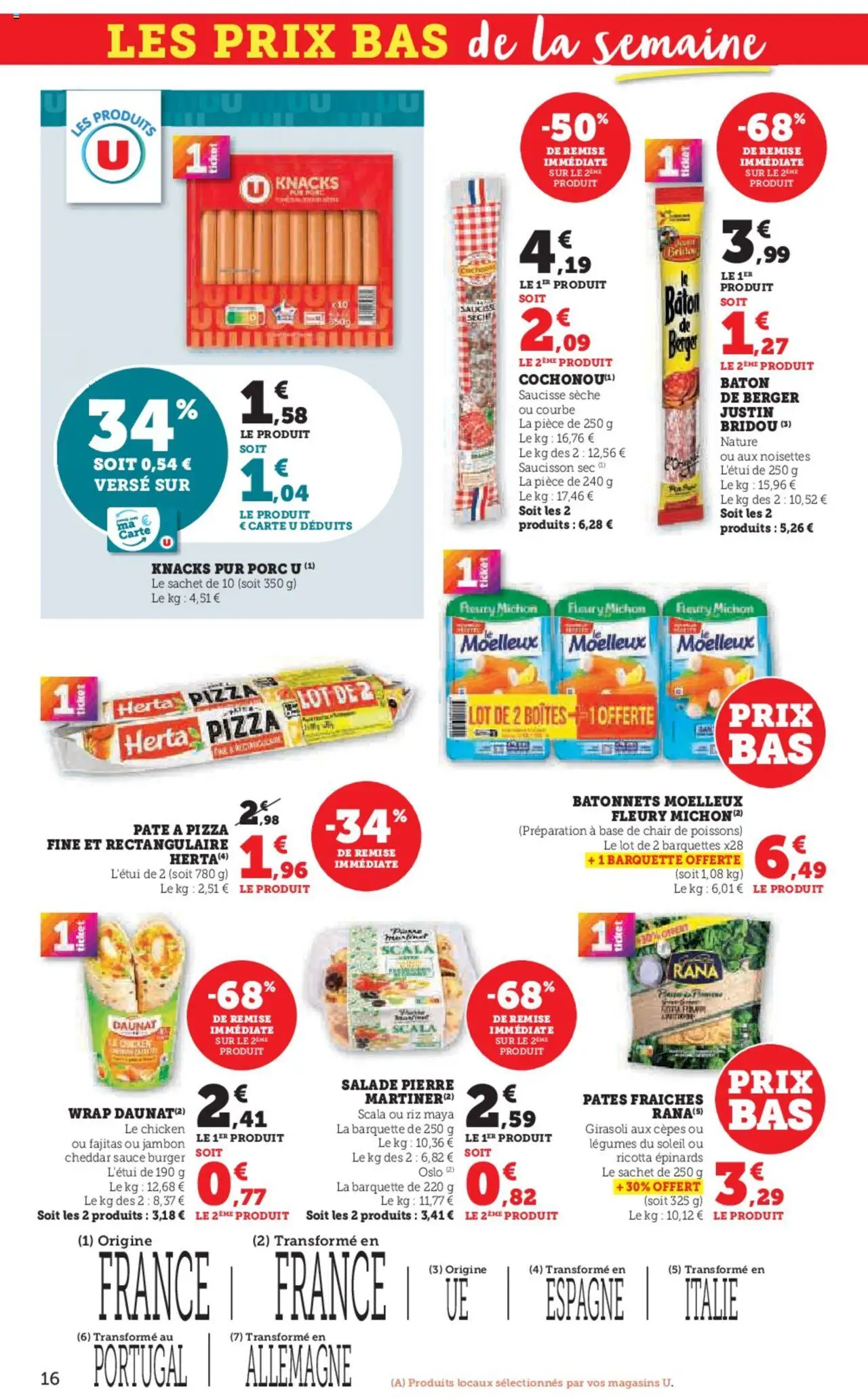  | Page: 16 | Produits: Saucisson, Pâtes fraîches, Jambon, Cheddar