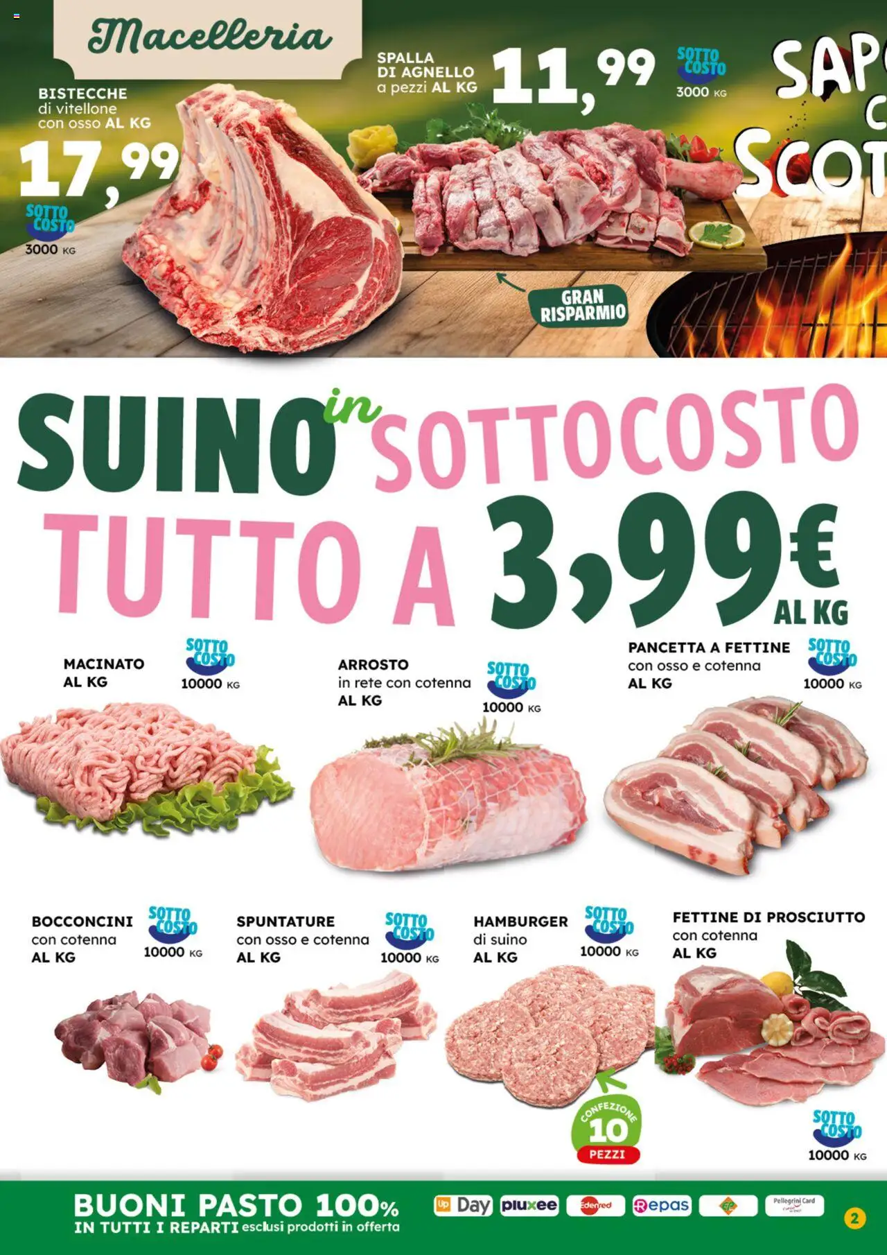Volantino GECOP del 11.08.2025 | Pagina: 2 | Prodotti: Pancetta, Suino, Agnello, Macinato