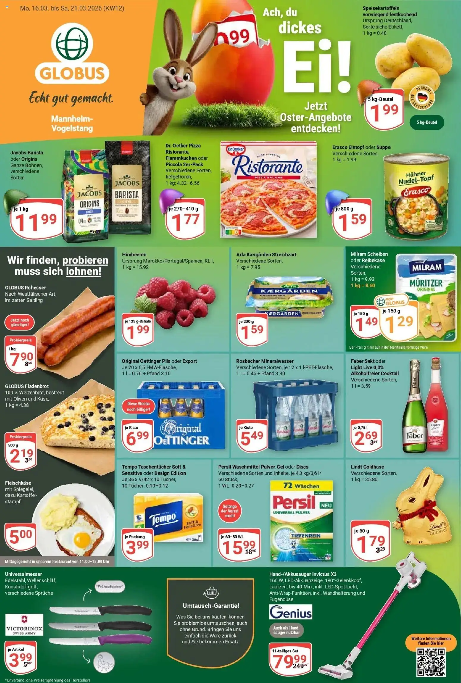 Globus prospekt Mannheim	 – gültig ab 15.03.2026 | Seite: 1 | Produkte: Ristorante, Sekt, Pils, Lindt