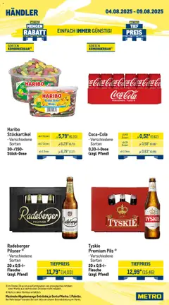 Metro - Wochen-Angebote Händler - gültig ab dem 04.08.2025 | Seite: 5 | Produkte: Tyskie, Haribo, Cola, Pils