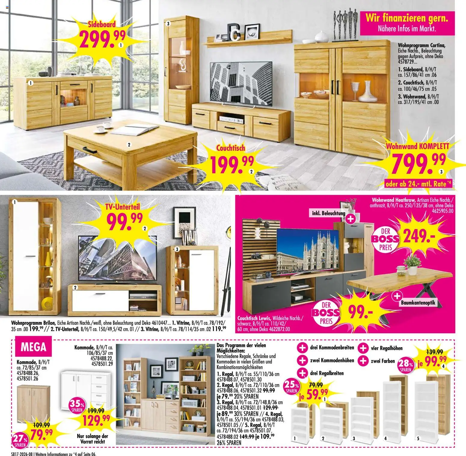 SB Möbel Boss Prospekt Weißenfels/Borau – gültig ab 18.04.2026 | Seite: 8 | Produkte: Sideboard, Wohnwand, Couchtisch