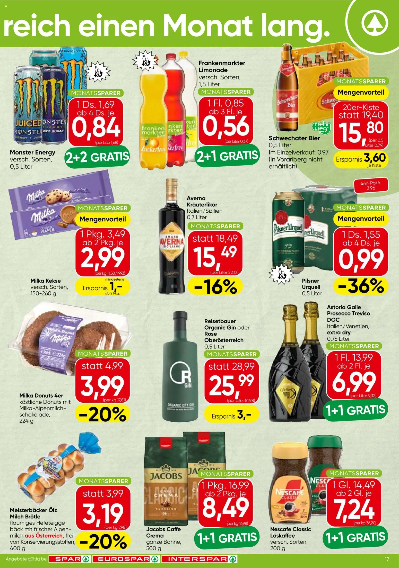 Spar Flugblatt - Tirol gültig ab 26.02.2026 | Seite: 17 | Produkte: Gin, Kekse, Milch, Bier