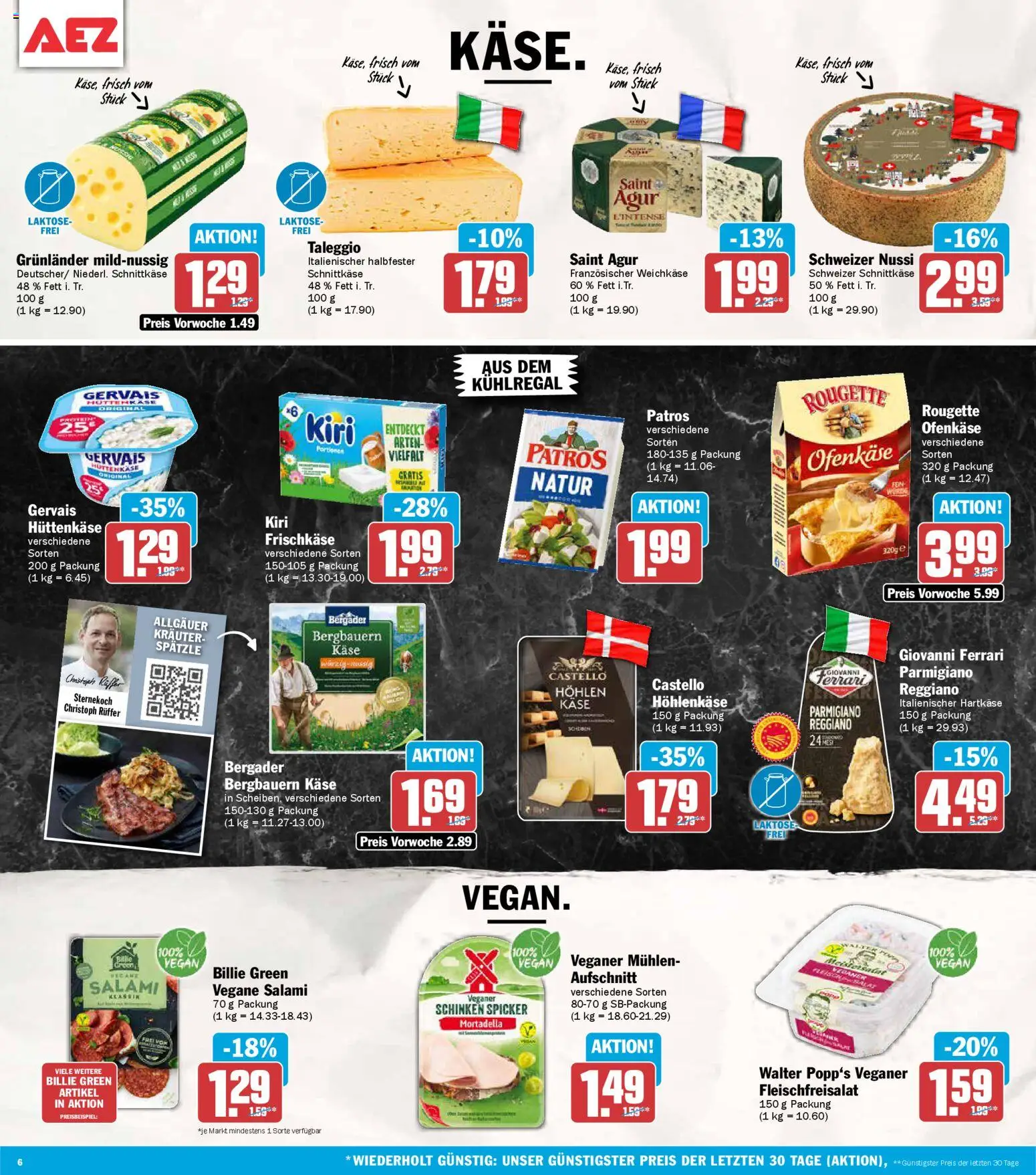 AEZ Prospekt 	 – gültig ab 16.02.2026 | Seite: 6 | Produkte: Käse, Patros, Hüttenkäse, Salat