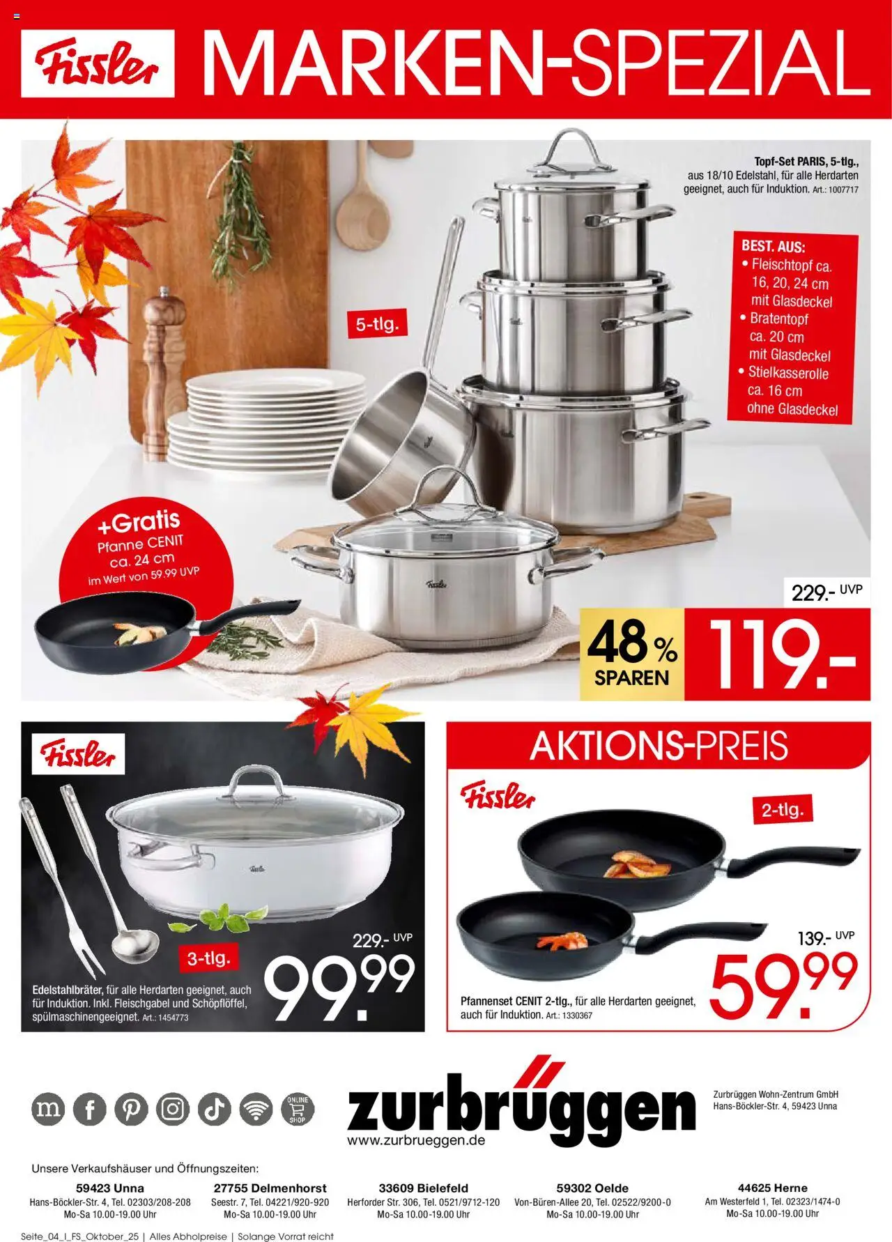 Zurbrüggen  Fissler Marken-Spezial – gültig ab 01.10.2025 | Seite: 4 | Produkte: Uhr