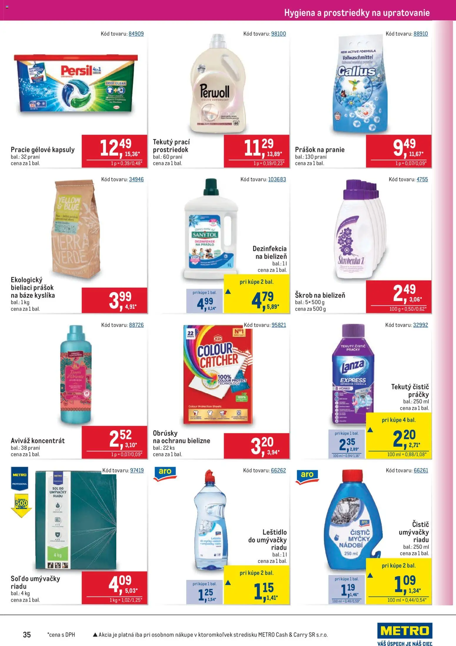 Nové Metro akcie – leták je platný od 19.11.2025 | Strana: 35 | Produkty: Práčky, Persil, Prášok na pranie