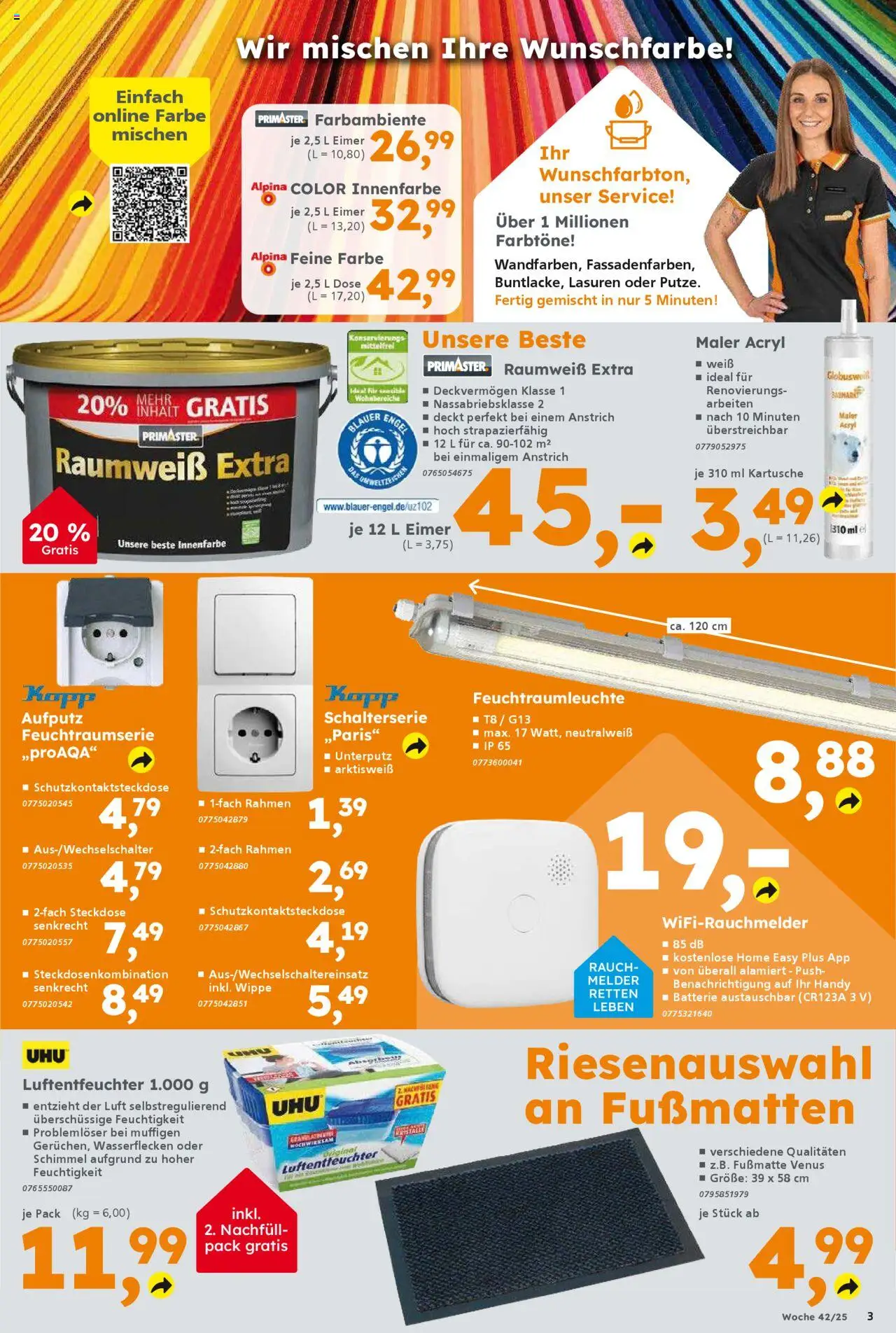 Globus Baumarkt Prospekt 	 – gültig ab 13.10.2025 | Seite: 3 | Produkte: Steckdose, Batterie, Fußmatte