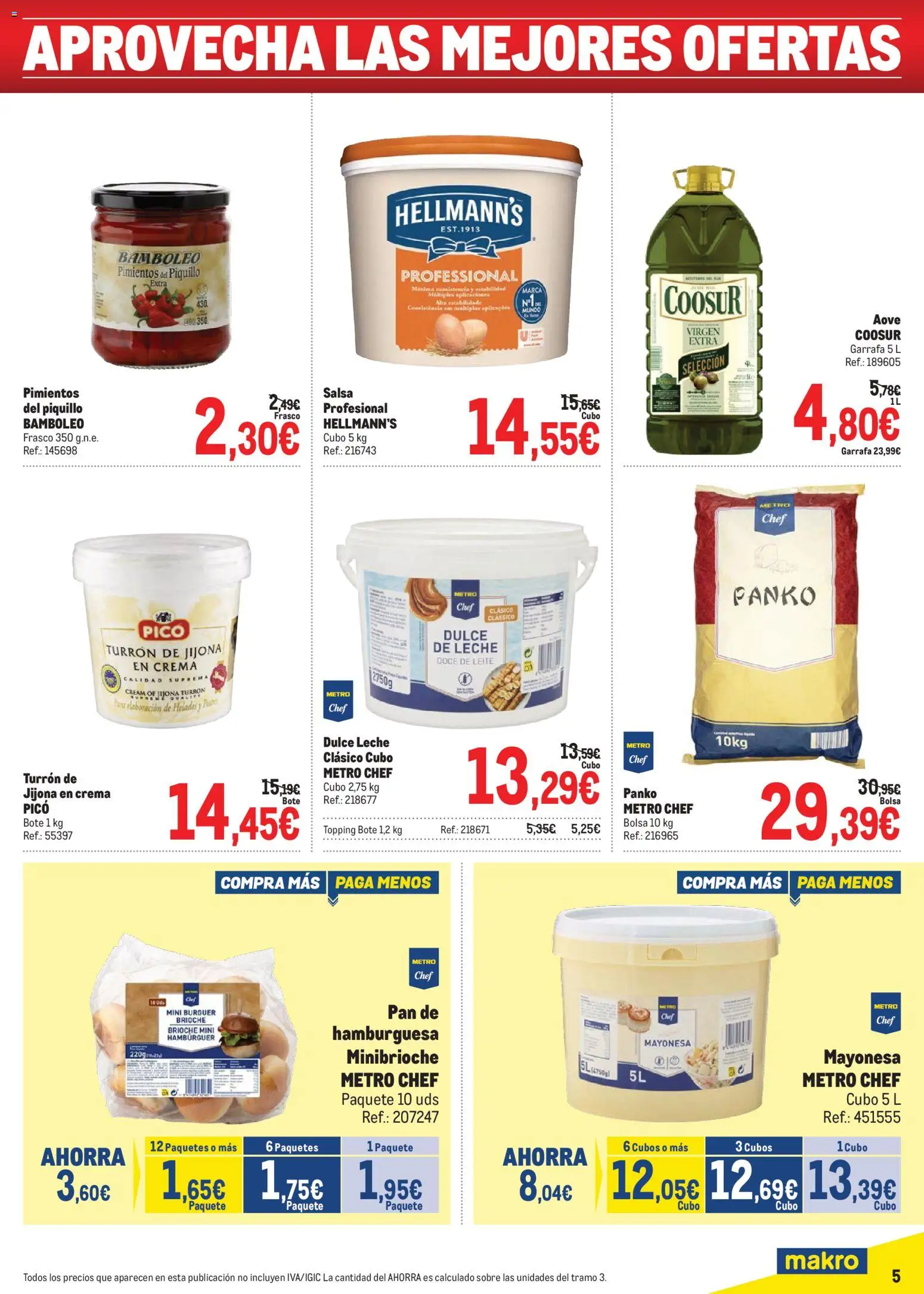 Makro Precios Norte │ válido desde el 20.04.2026 | Página: 5 | Productos: Pan, Οθόνη προβολής, Bolsa, Σοκολατούχο γάλα