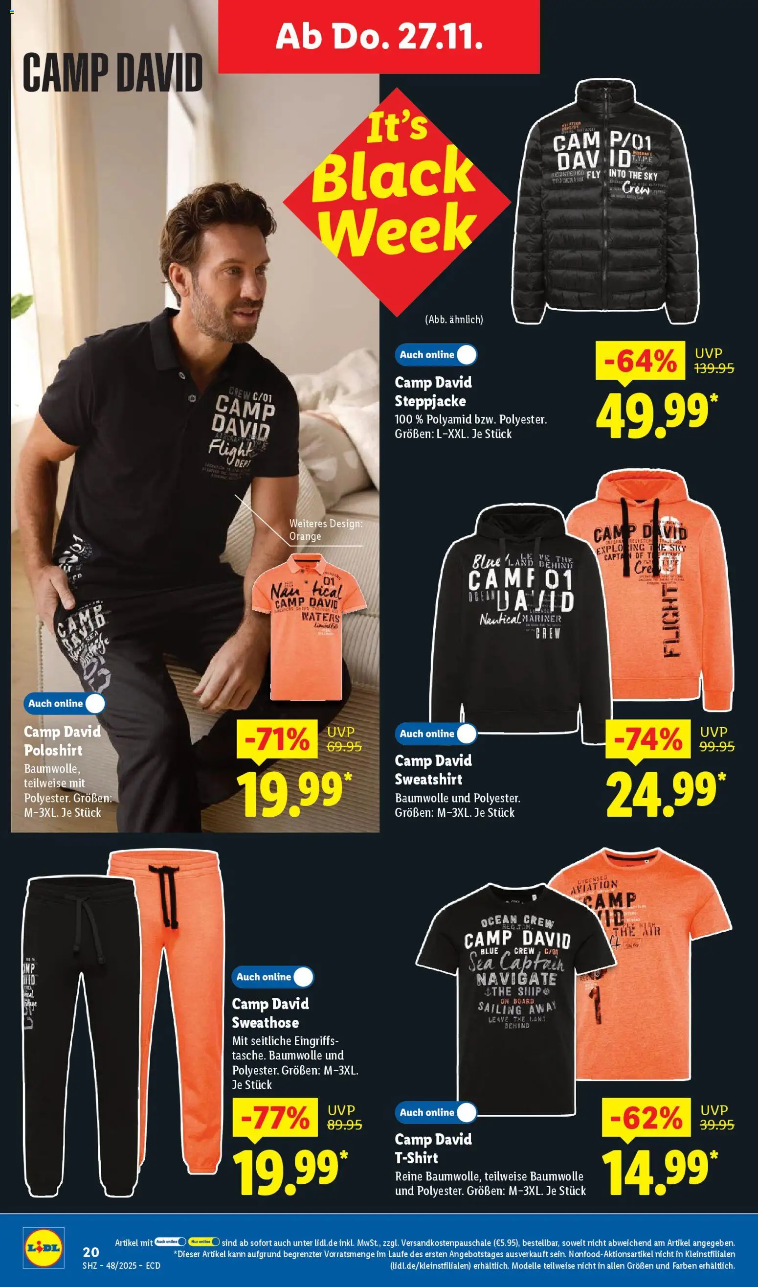 Lidl - Black Friday – gültig ab 24.11.2025 | Seite: 22 | Produkte: Sweathose, Sweatshirt, Steppjacke, Poloshirt