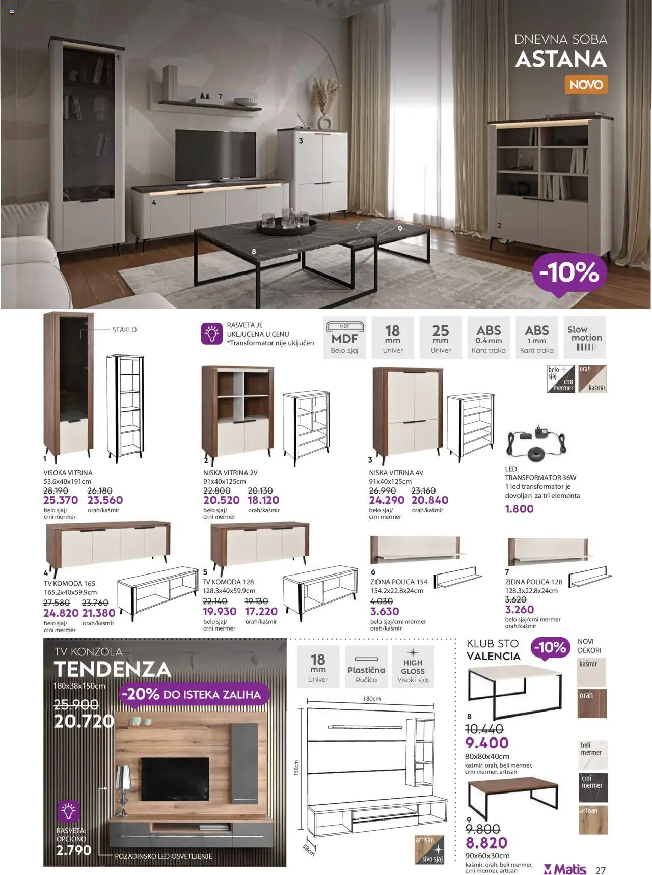 Matis katalog - važi od 01.10.2025 | Strana: 27 | Proizvode: Komoda, Tv komoda, Sto, Orah