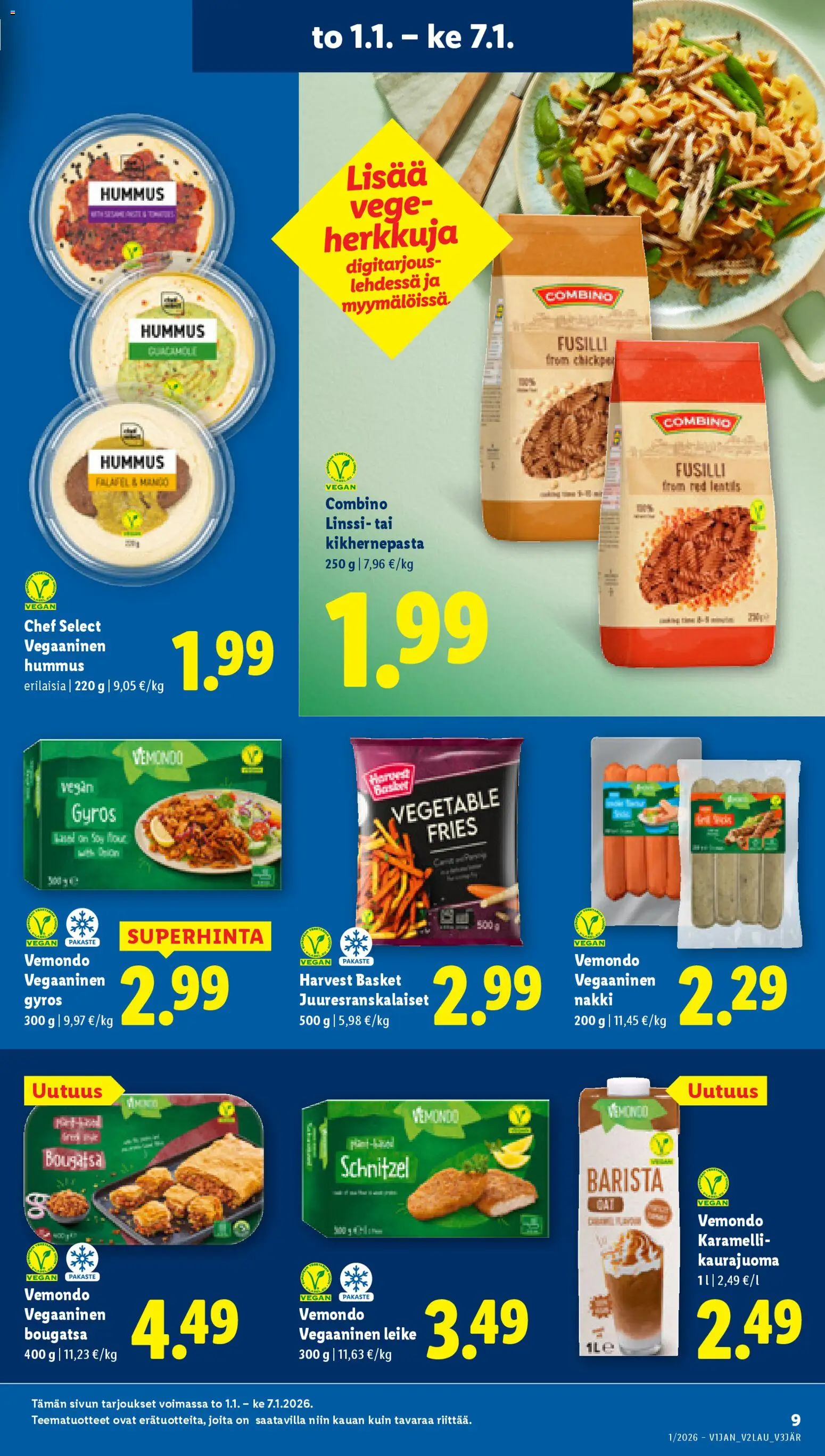Lidl tarjoukset - Tampere – voimassa 01.01.2026 alkaen | Sivu: 9 | Tuotteet: Kaurajuoma, Falafel