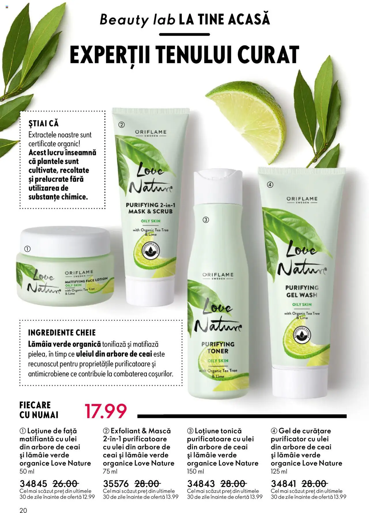 Oriflame catalog 13 2025 – valabil de la 10.09.2025 | Pagină: 20 | Produse: Exfoliant, Gel de curățare, Toner, Lămâie