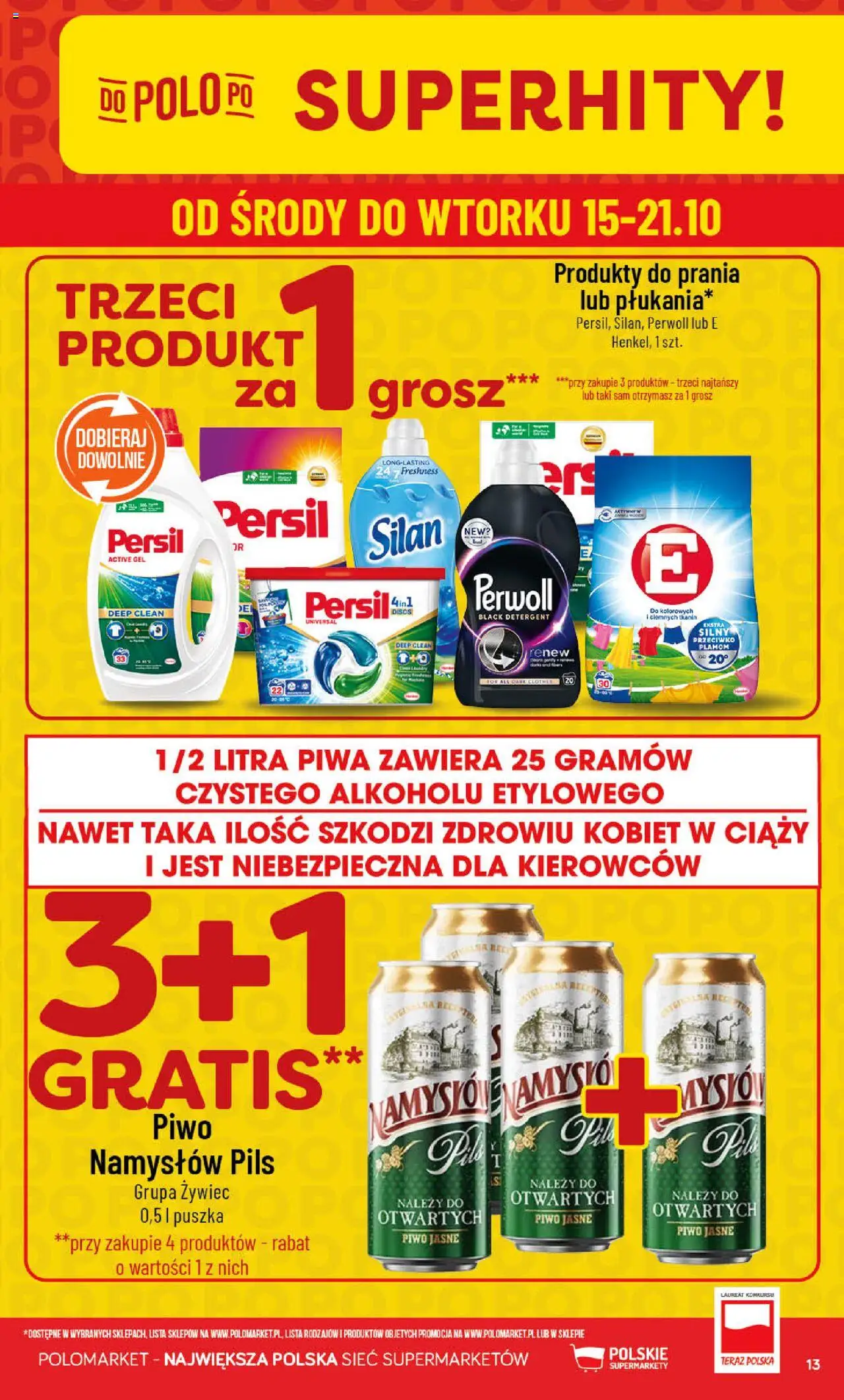 POLOmarket Gazetka od 15.10.2025 | Strona: 13 | Produkty: Persil, Piwo, Detergent