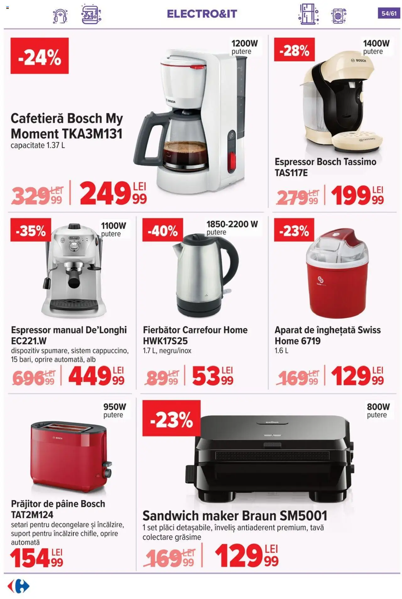 Catalog Carrefour – valabil de la 20.08.2025 | Pagină: 55 | Produse: Espressor, Cafetieră, Pâine, Înghețată