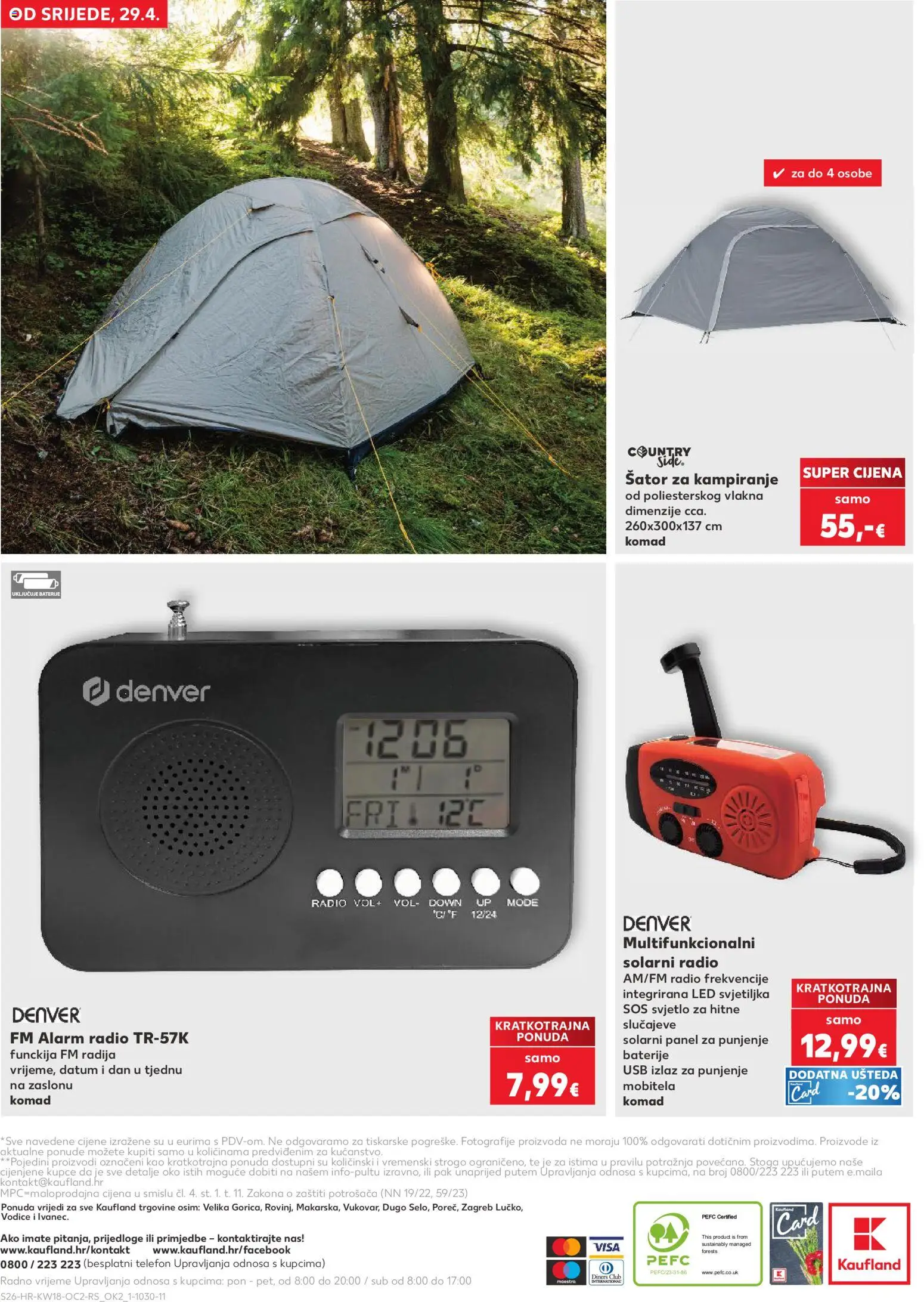 Kaufland HR akciós ujság - amely érvényes a következő dátumtól: 29.04.2026 | Oldal: 26 | Termékek: Telefon, Rádió, USB, Sátor