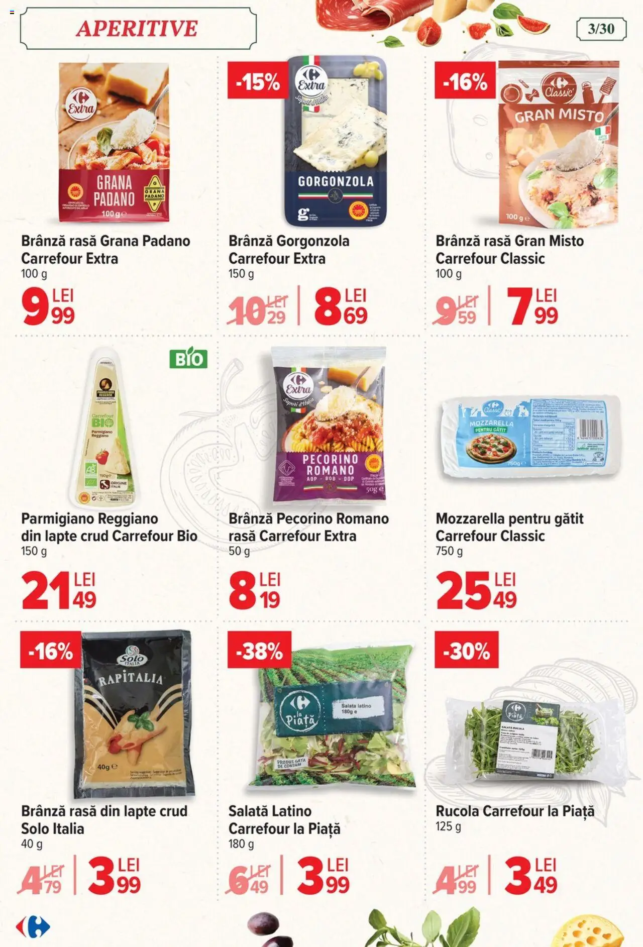 Carrefour catalog - Italian weeks – valabil de la 06.08.2025 | Pagină: 3 | Produse: Şerit ödül, Mozzarella, Lapte, Brânză
